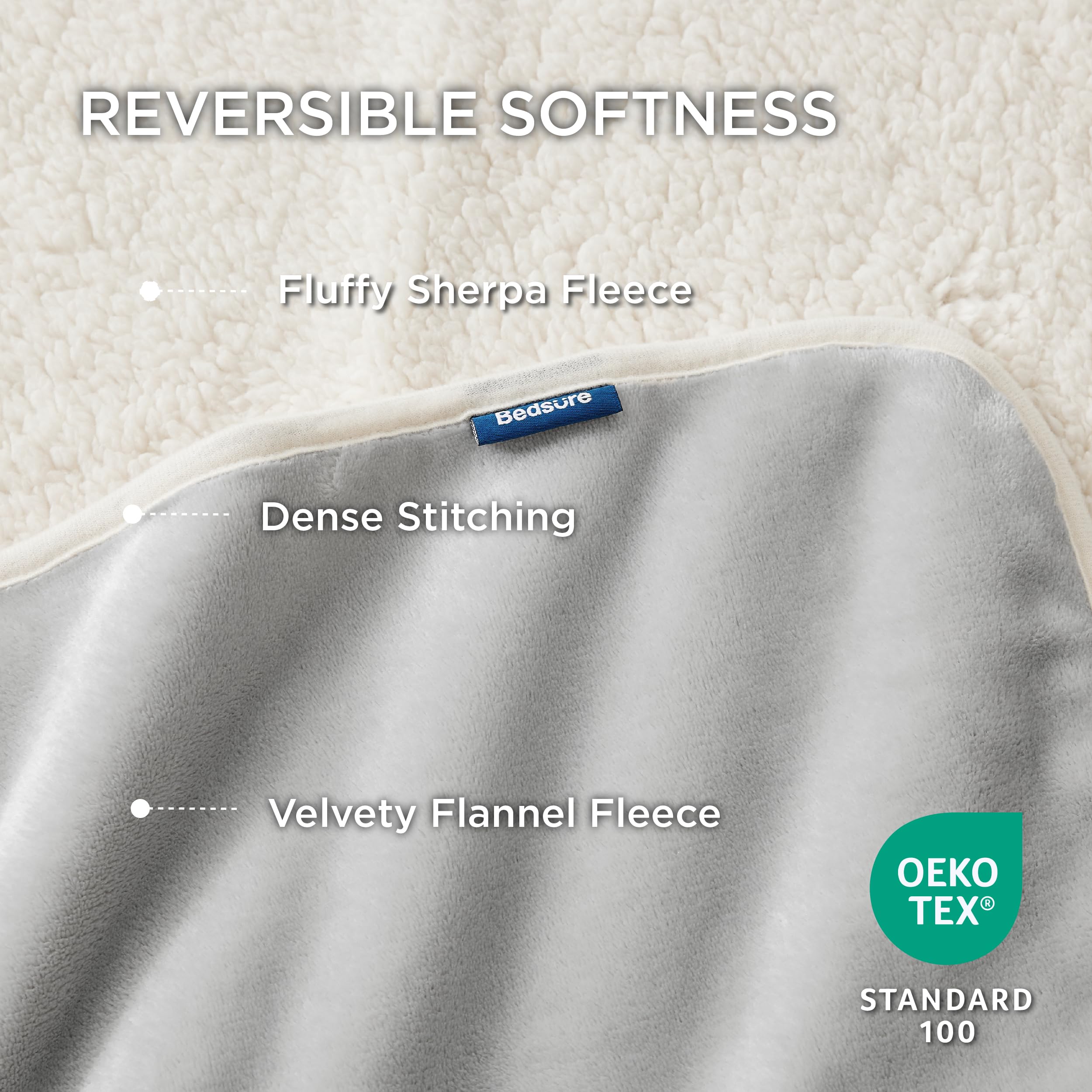 Bedsure Waterproof Dog Blankets For Extra Large Dogs - Xl Cat Blanket Washable For Couch Protection, Sherpa Fleece Puppy Blanket, Soft Plush Reversible Throw Furniture Protector, 50X60, Light Grey