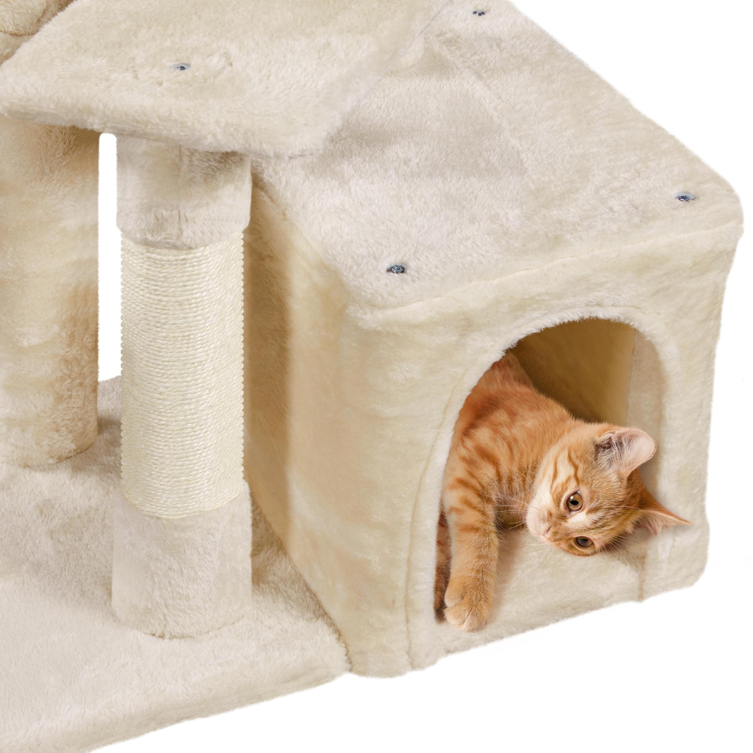 Yaheetech Cat Tree For Small Cats, 34In Cute Cat Tower Cat Bed For Indoor Cats Sisal Covered Posts Cat Furniture Activity Center W/Plush Perch & Fur Ball
