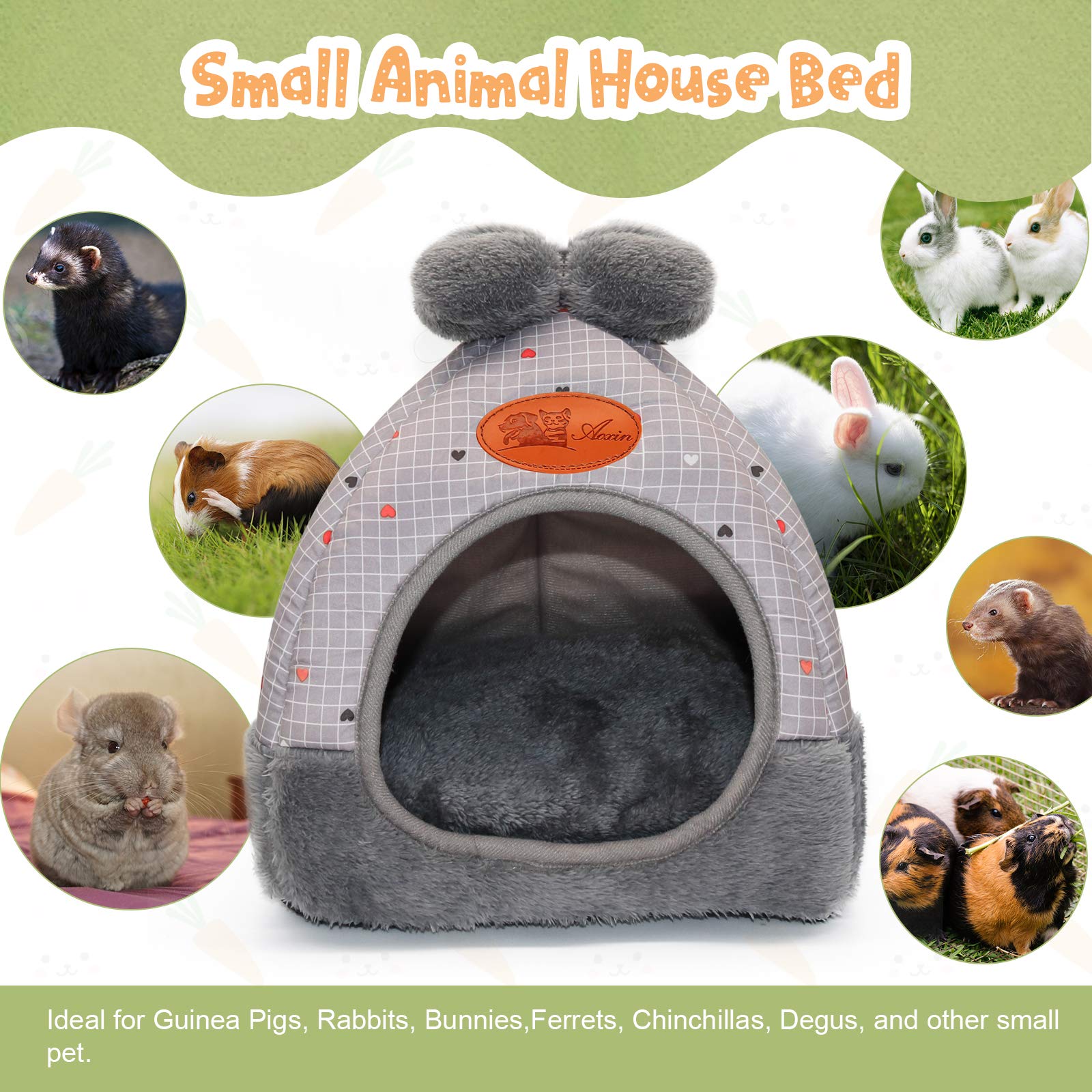 Yuepet Bunny Bed Warm Guinea Pig Cave Beds Cute Bowknot House Big Hideouts Cage Accessorie For Dwarf Rabbits Hamster Bunny Ferre