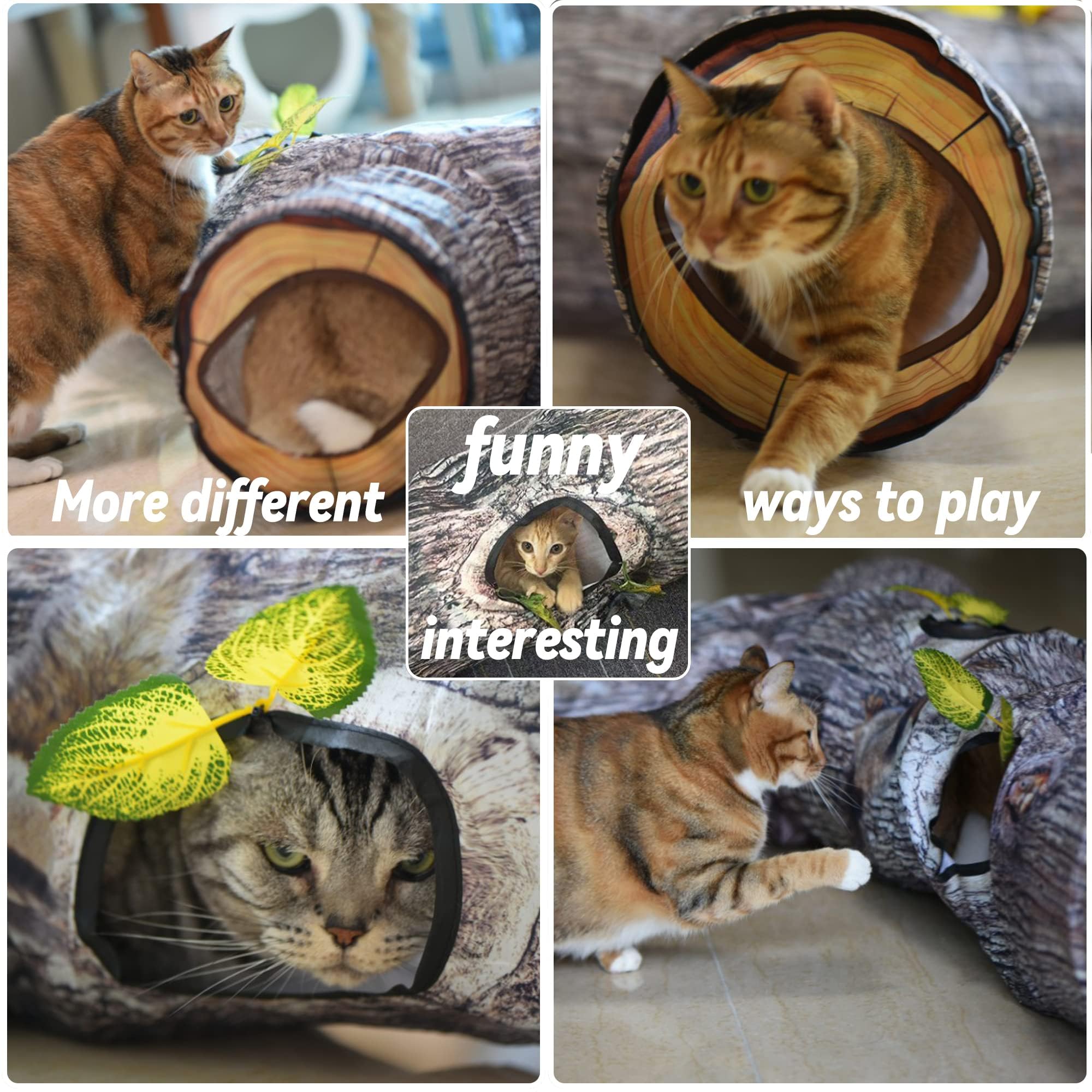 GRETMIX Cat Tunnel,3 Way Cat Toys,Cat Tunnels for Indoor, Cat Maze for Kitty, Puppy, Kitten, and Rabbit to Chase and Play, Colla