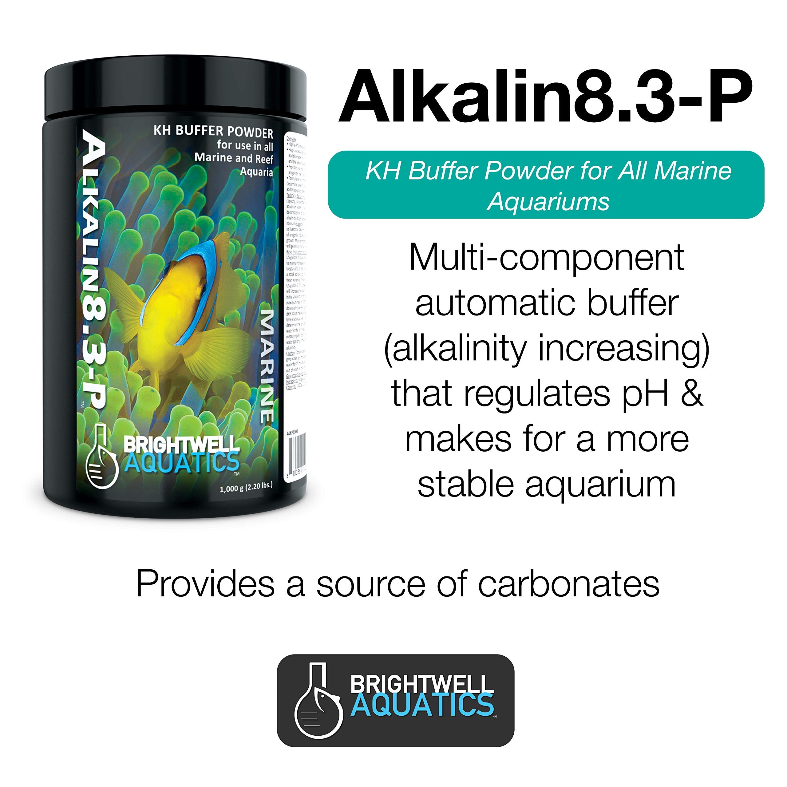Brightwell Aquatics Alkalin8.3-P - Alkaline KH Buffer Powder for All Marine and Reef Aquariums