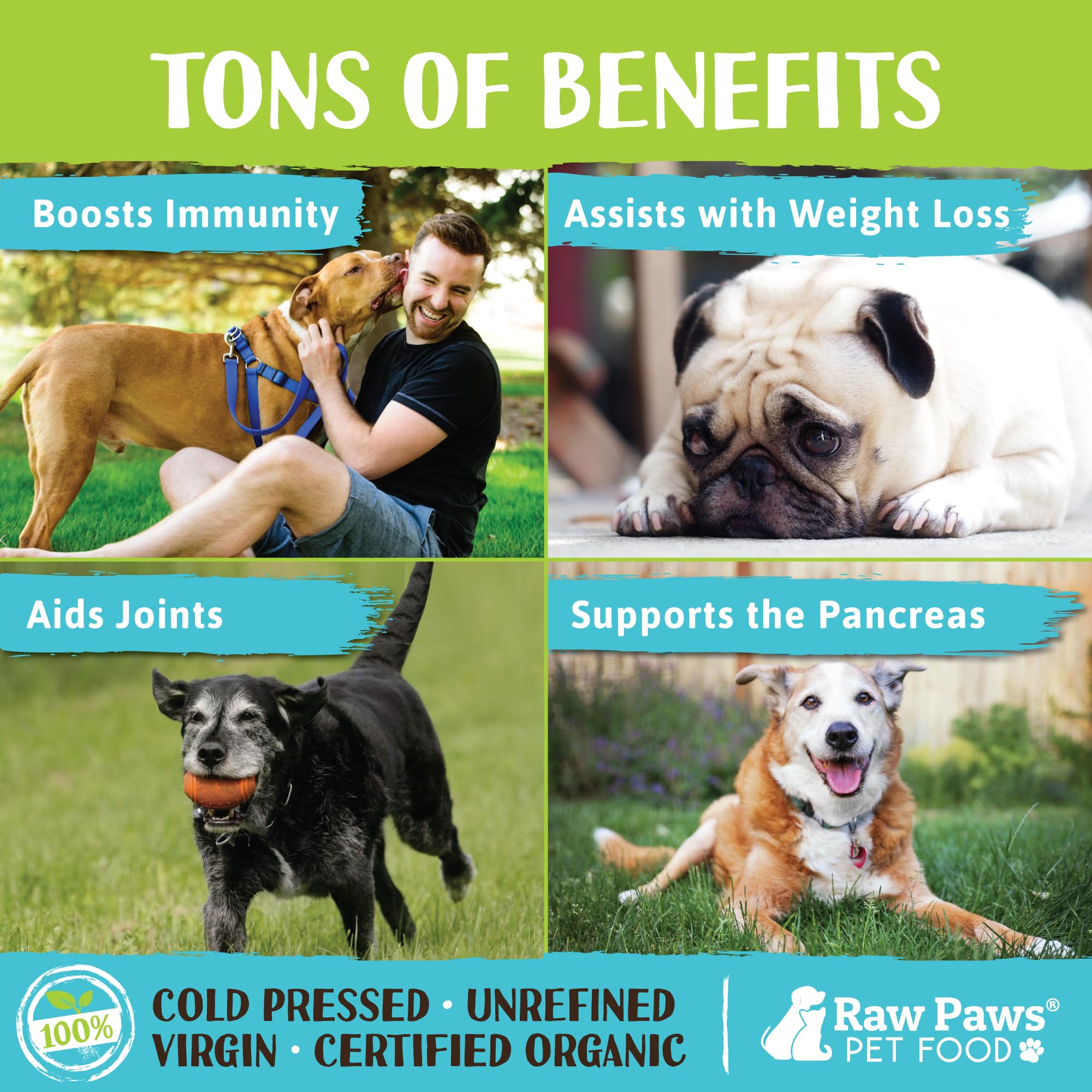 Raw Paws Organic Virgin Coconut Oil for Dogs & Cats, 4-oz - Supports Immune System, Digestion, Oral Health, Thyroid - All Natura