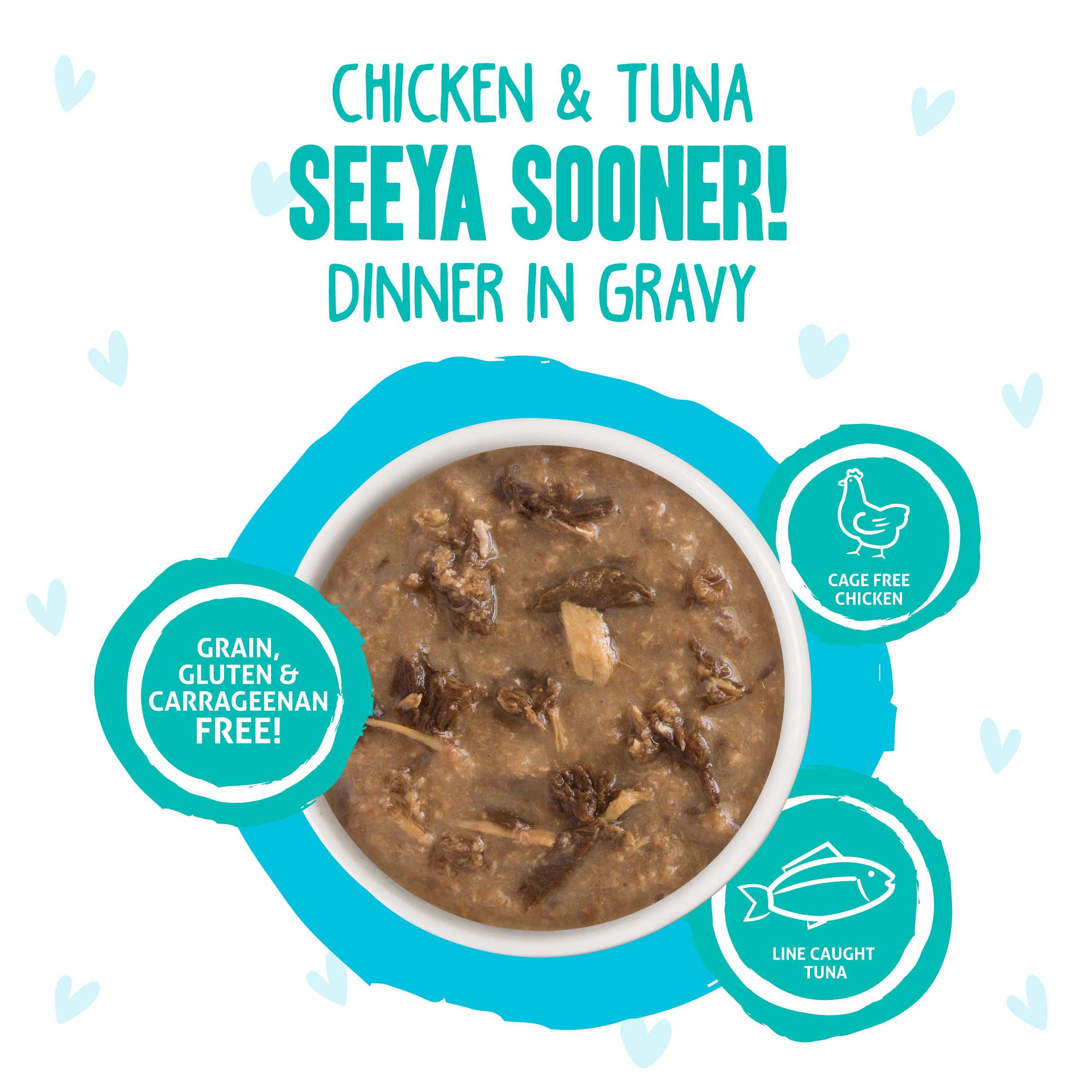 Weruva B.F.F. OMG - Best Feline Friend Oh My Gravy!, Seeya Sooner! with Chicken & Tuna in Gravy Cat Food, 2.8oz Pouch (Pack of 1