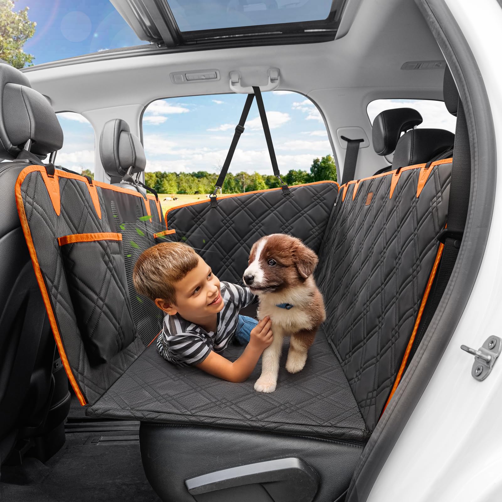 Bumubi Seat Protector For Dogs Pet Seat Covers Backseat Extender For Dogs Luxury Pu Leather Hard Bottom Back Seat Holds 400Lbs W