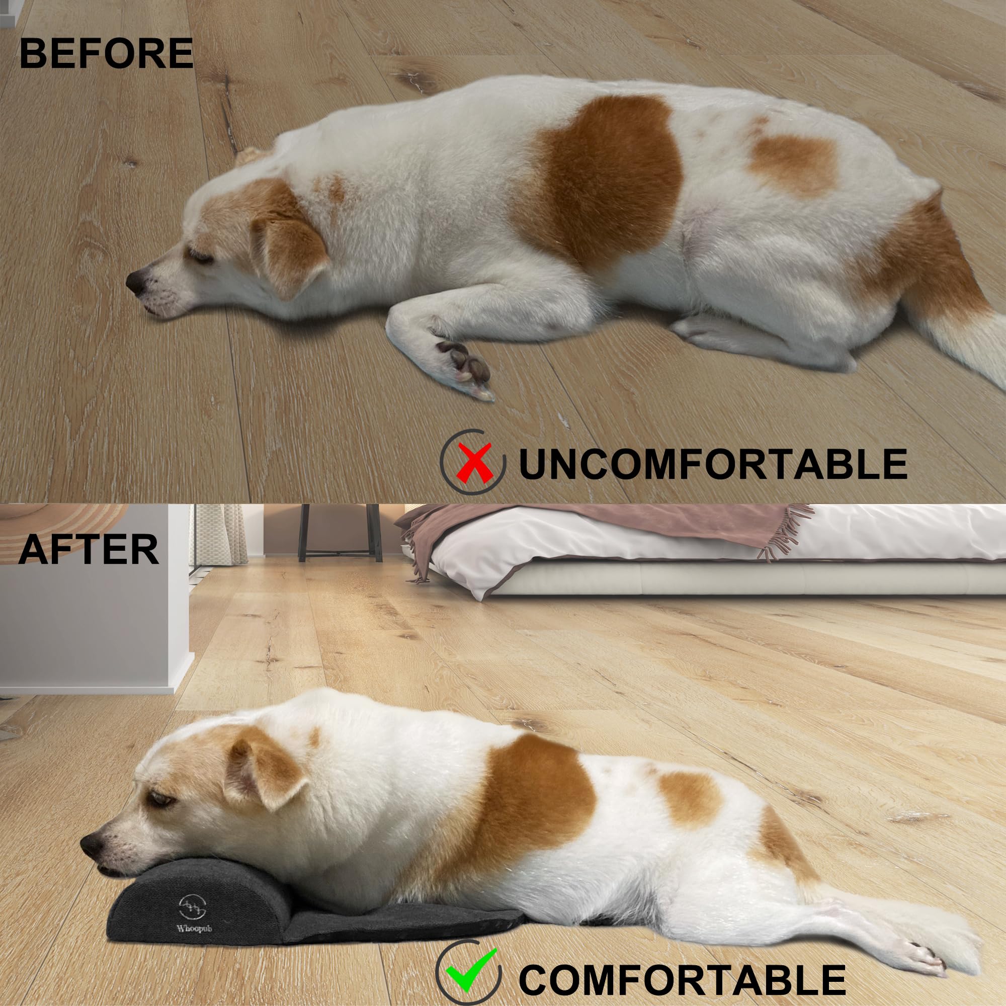 Whoopub Dog And Cat Bolster Pillow For Medium Dogs And Cats, Benefit For Cervical Vertebra And Neck, Easy To Carry When Travelin