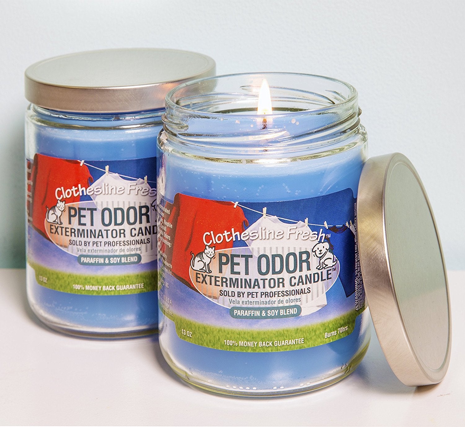 Pet Odor Exterminator Specialty Pet Products Clothesline Fresh 13 Oz Candle, 2-Pack