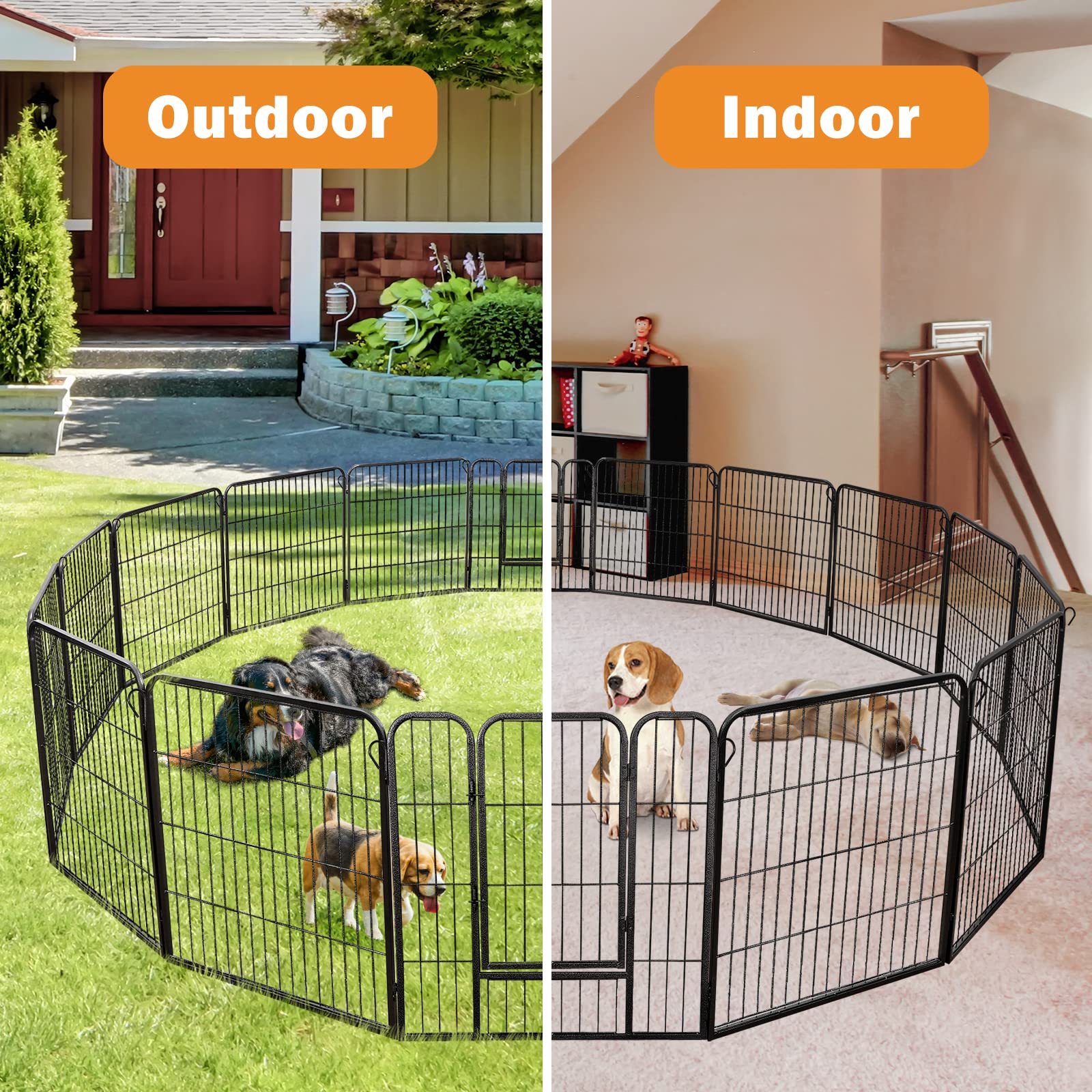 Zeny Dog Playpen Outdoor, Indoor Pet Pen, 16 Panels Dog Fence For Small/Medium Dogs, 32 Inch Heavy Duty Pet Exercise Pen For Rab
