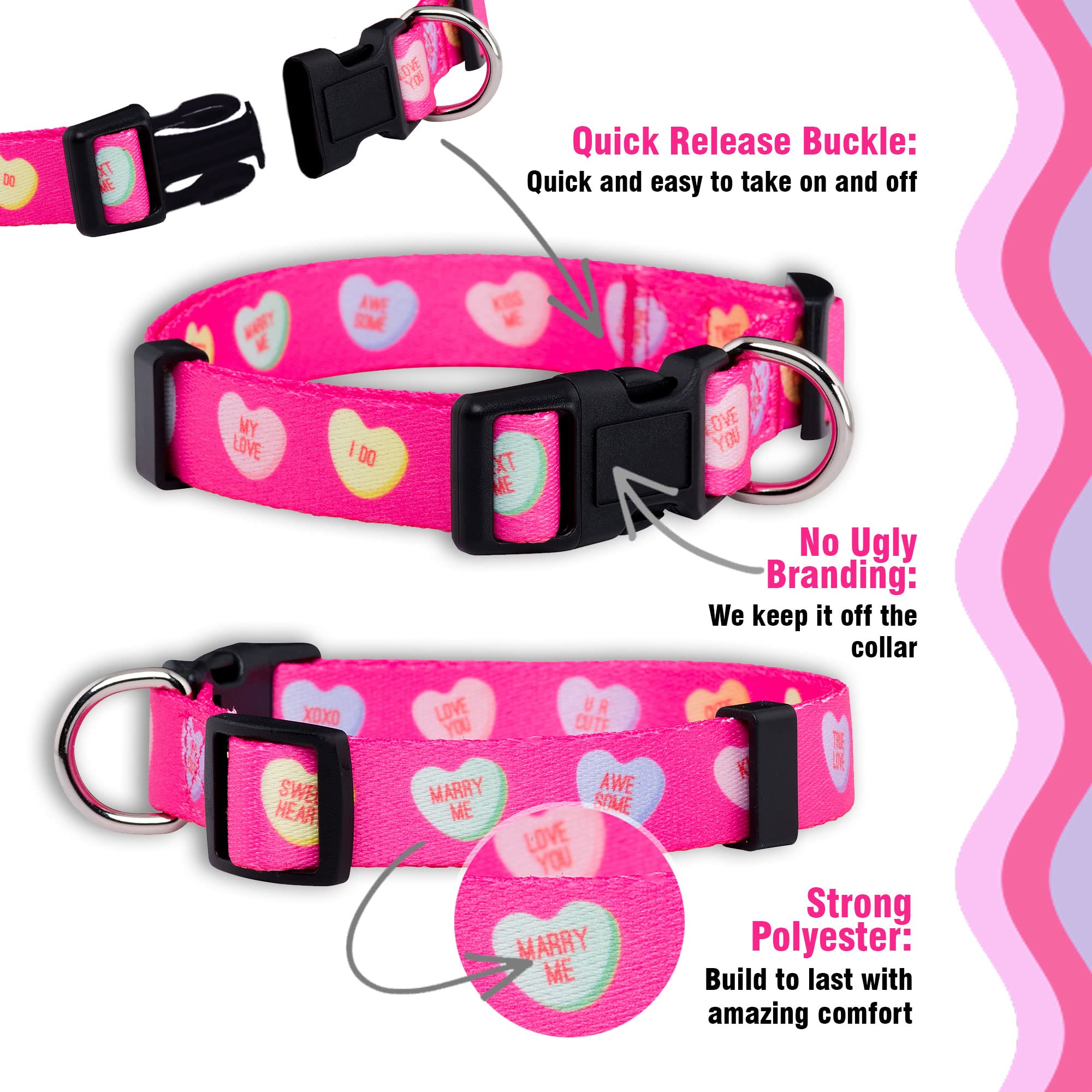 Native Pup Valentines Dog Collar- Valentines Day Pet Collars- Valentine Girly Hearts- Pink Red Heart- Cute Boy Girl Puppy Gift-