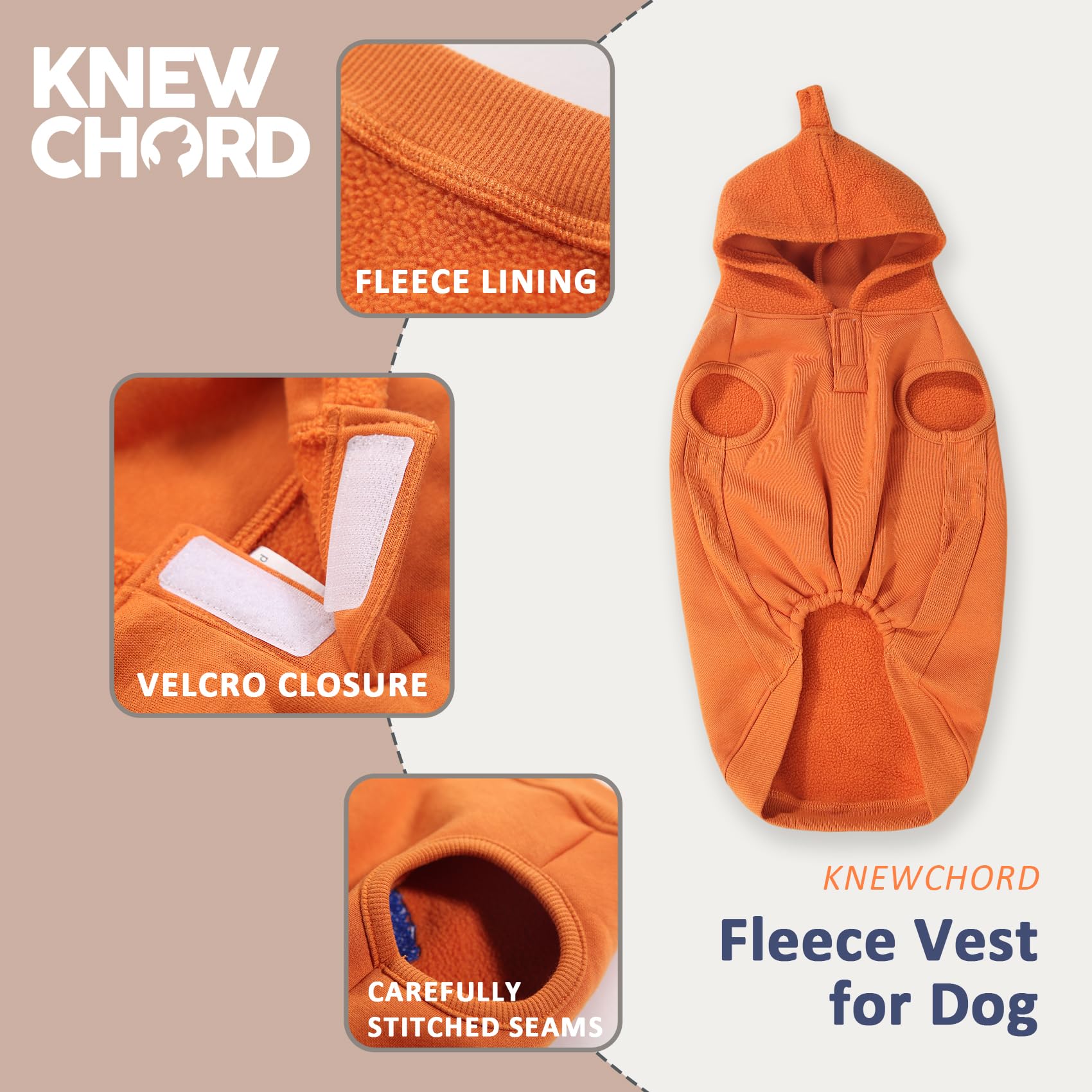 Dog Winter Hoodie Coat, Plush Vest Hoodie Dog Jacket, Dog Winter Autumn Warm Clothes(Orange-Medium)