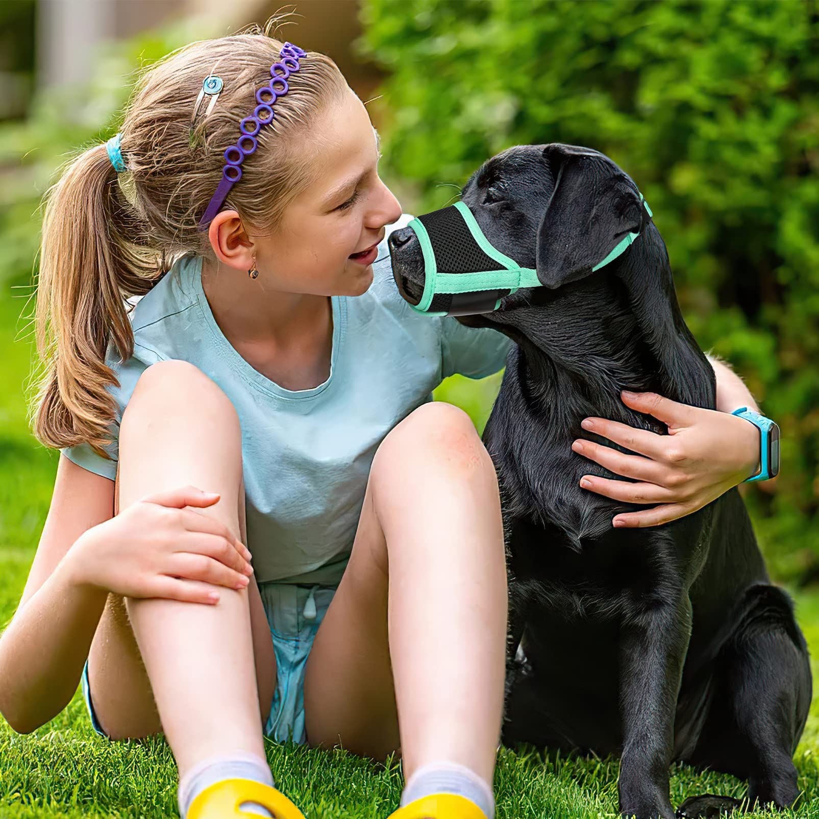 Heele Dog Muzzle,Soft Nylon Muzzle Anti Biting Barking Chewing,Air Mesh Breathable Drinkable Adjustable Loop Pets Muzzle For Small Medium Large Dogs New Green Xxl
