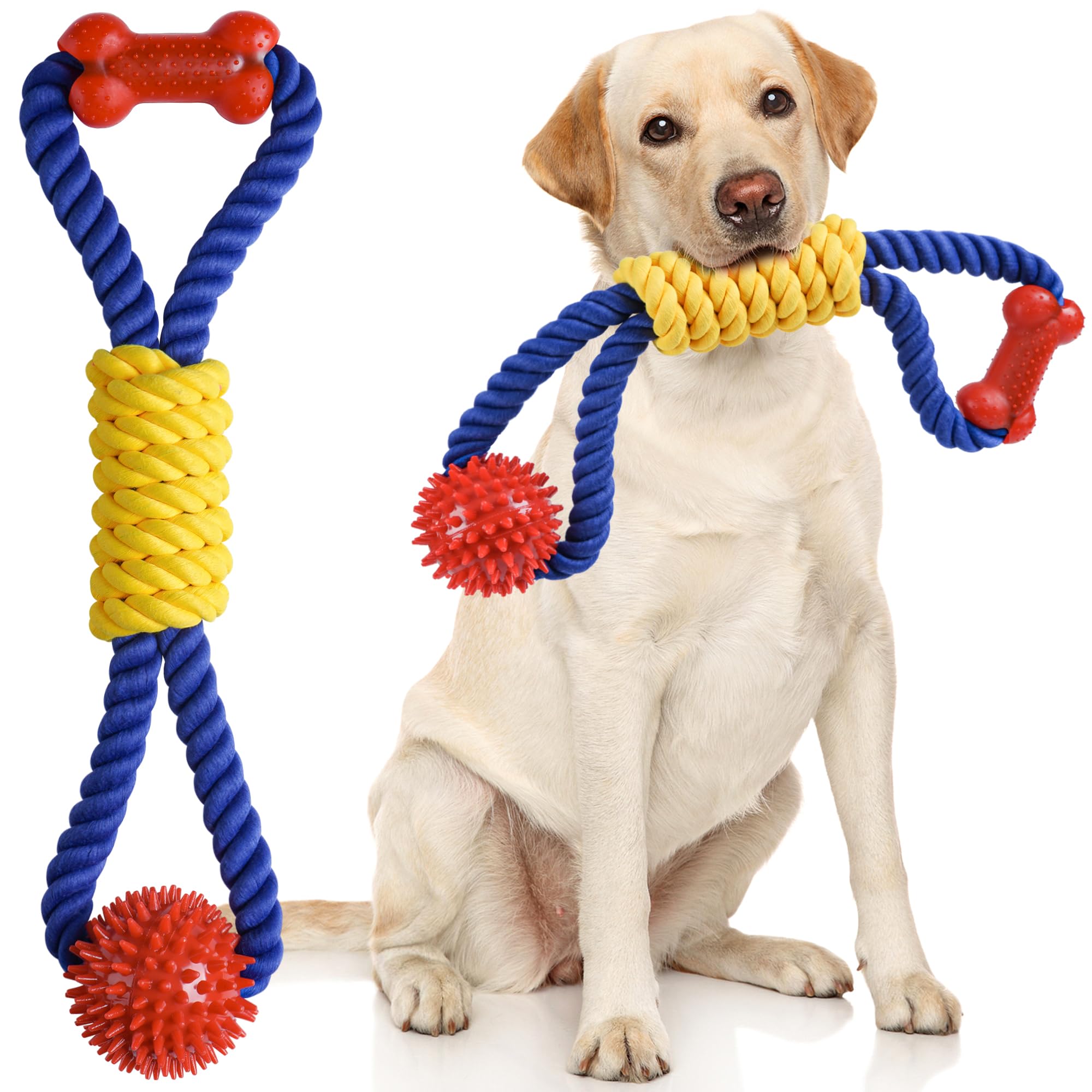 Aitmexcn Interactive Dog Rope Toys Tug Of War, Tough Dog Toys For Large, Medium & Small Dogs, 100% Cotton Chew Toys For Boredom,