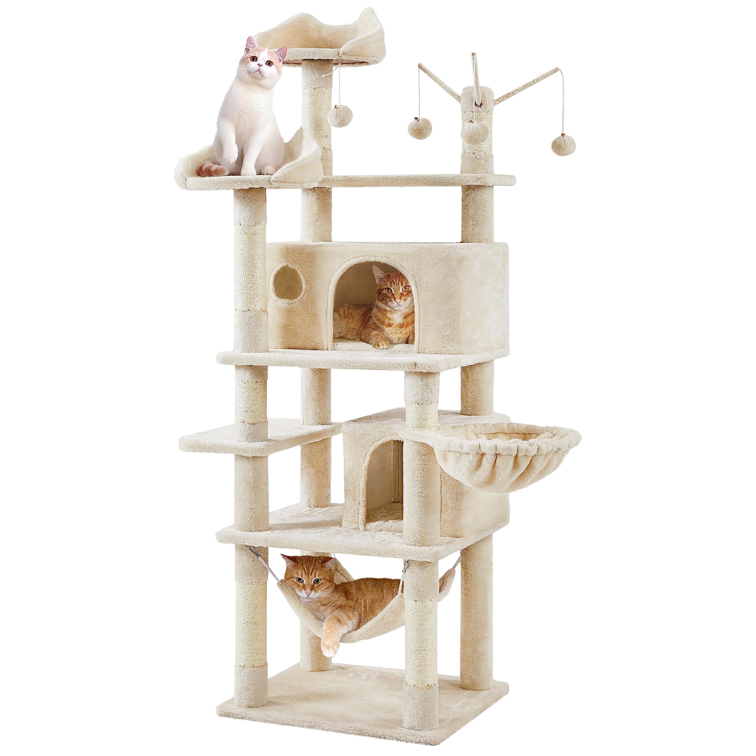Yaheetech Cat Tree For Indoor Cats, 67-Inch Cat Tower With Scratching Posts, Multi-Level Cat Condo W/Removable Fur Ball Sticks &