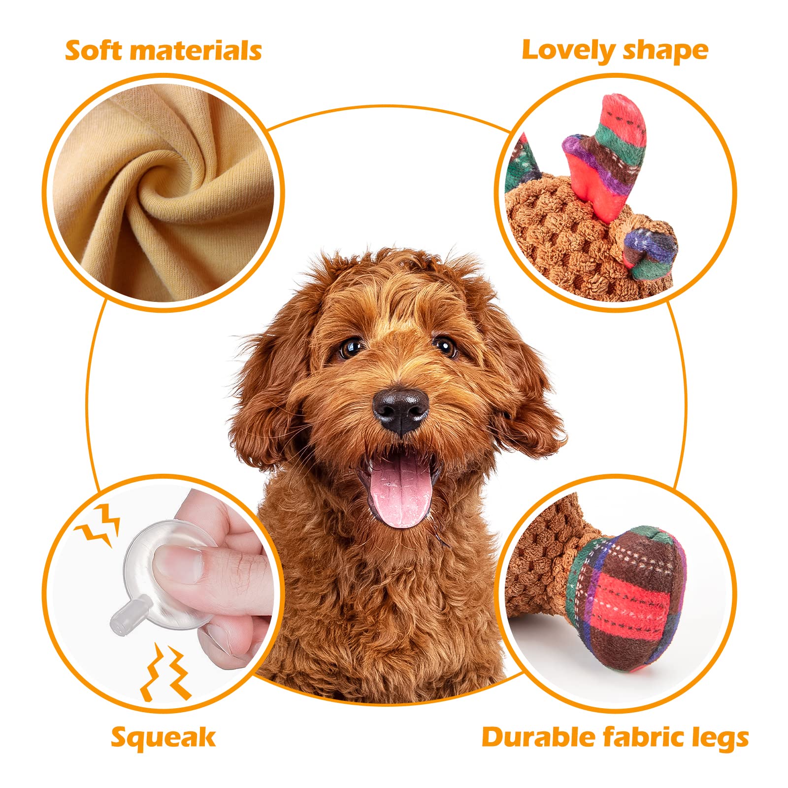 X-Xdun Christmas Dog Toys Dog Squeaky Toy With Crinkle Paper Interactive Durable Plush Dog Chew Toys For Puppy, Small, Middle, L