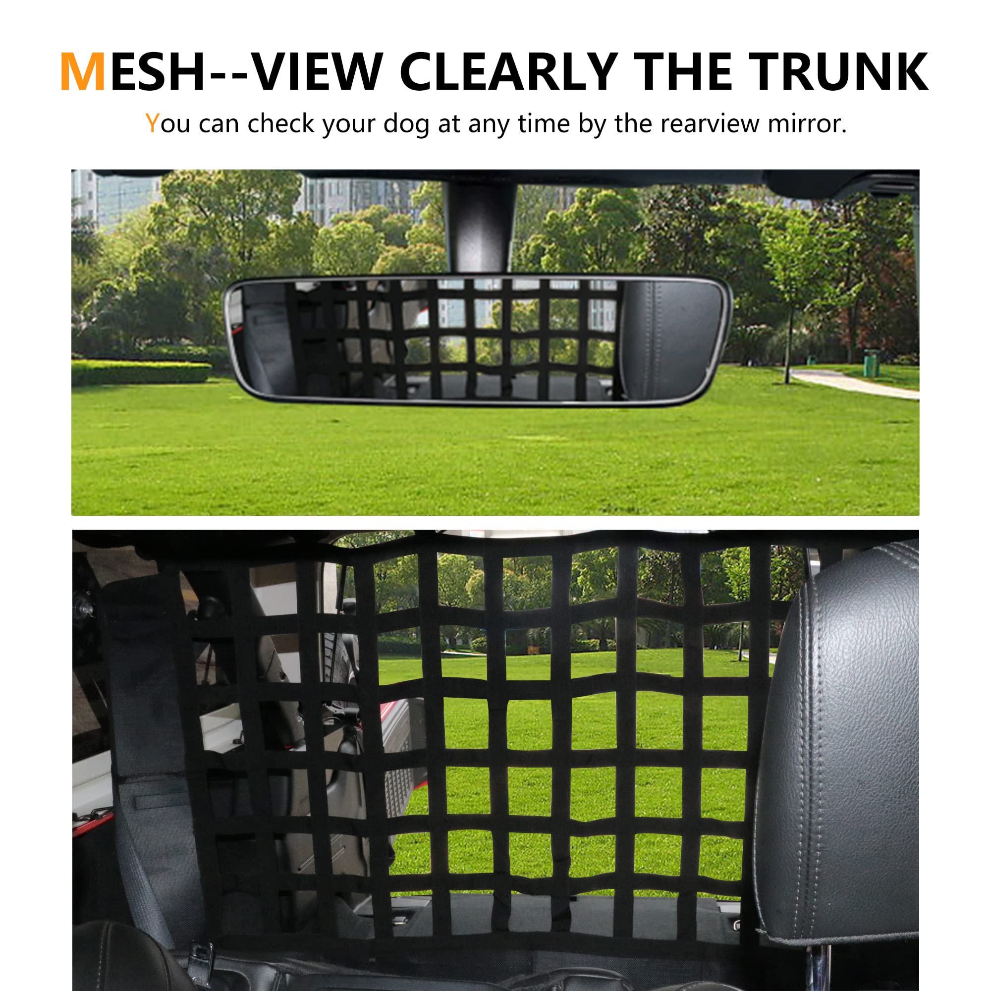 Rerpro Pet Net Safety Dog Barrier For 2007-2025 Jeep Wrangler Jk Jl 4 Door Accessories, Behind Rear Seat Pet Dog Covers Trunk Cargo Isolation Liner Net For Jeep Wrangler