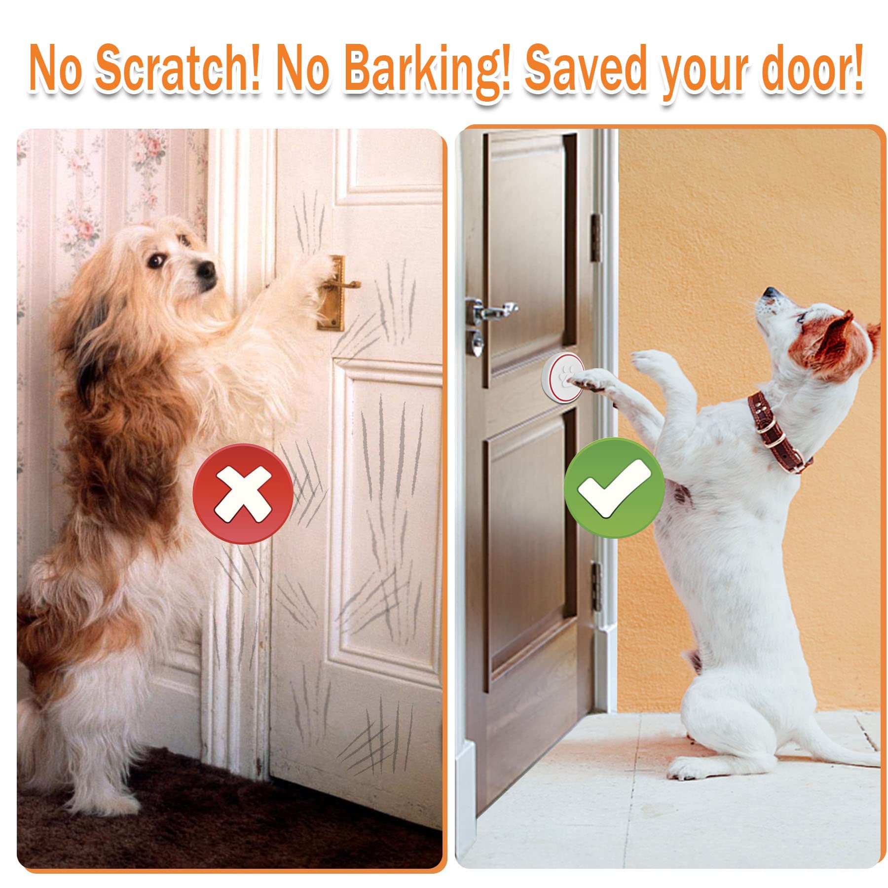 Chunhee Dog Doorbell For Potty Training Wireless Training Door Bells For Dog Cat Puppy, 3 Waterproof Touch Buttons, Dog Doorbells For More Puppies(1 Receiver & 3 Transmitter)