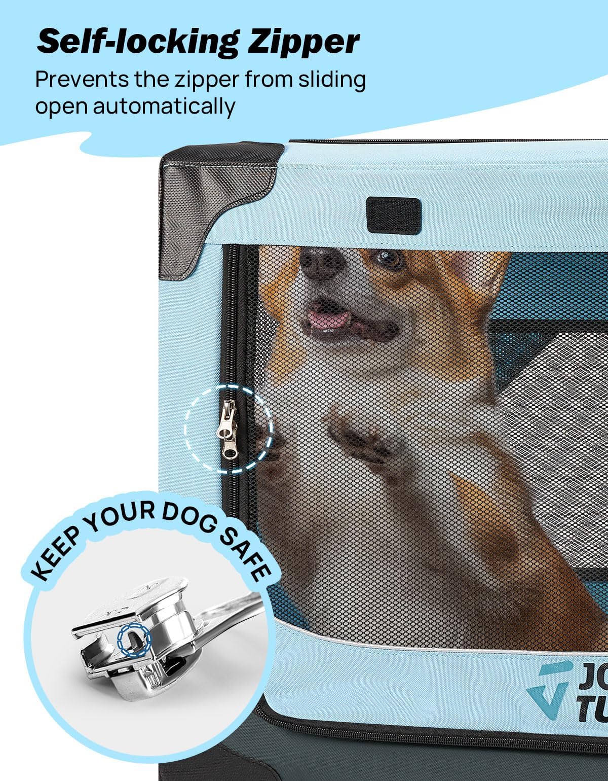 Joytutus Collapsible Dog Crate, 20 Inch Portable Pet Crate For Car, Travel Foldable Crate For Puppy/Small Dog 18 Lbs, Soft Cat C