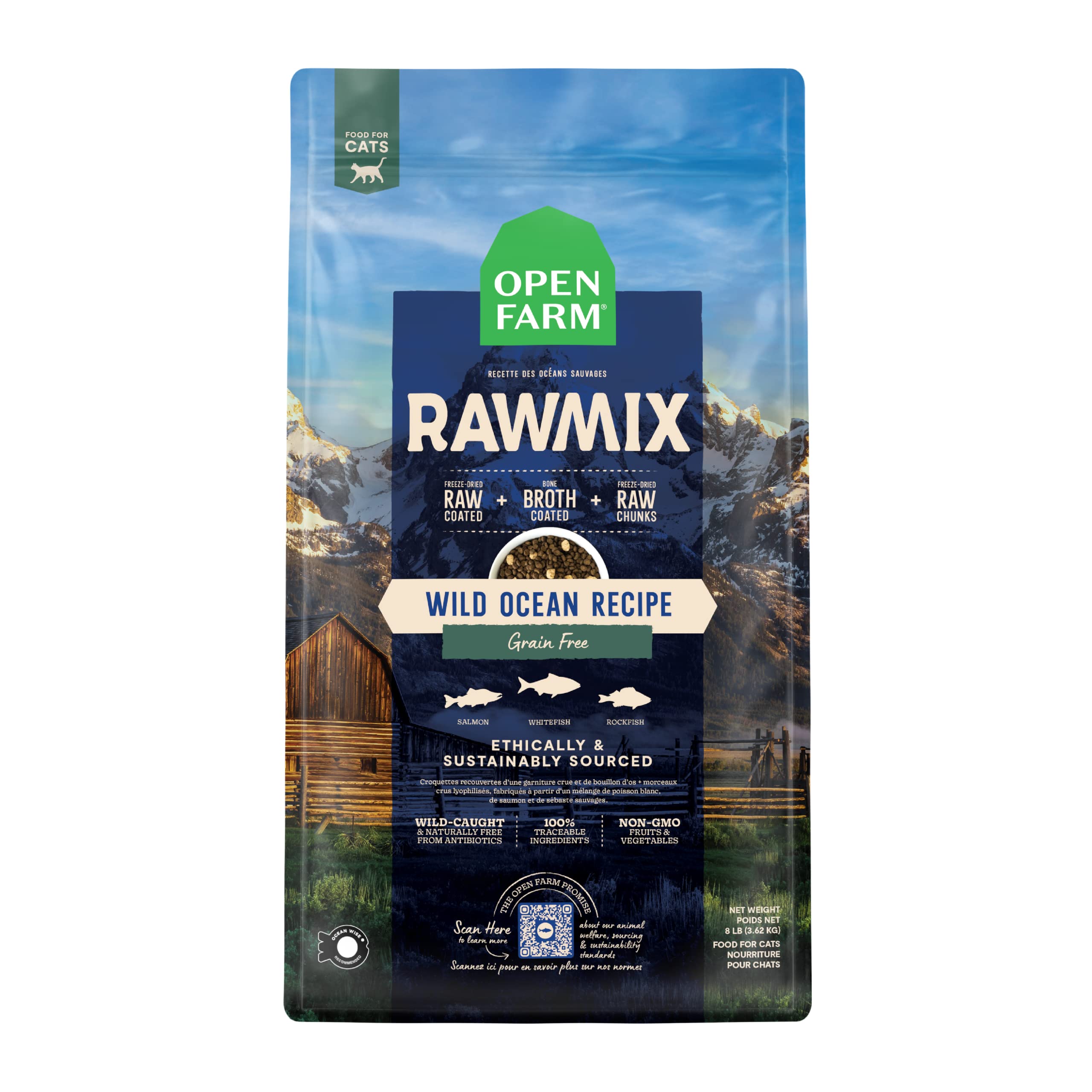 Open Farm, RawMix Dry Cat Food, Protein-Packed Kibble Coated in Bone Broth with Freeze Dried Raw Chunks, for Indoor & Outdoor Ca