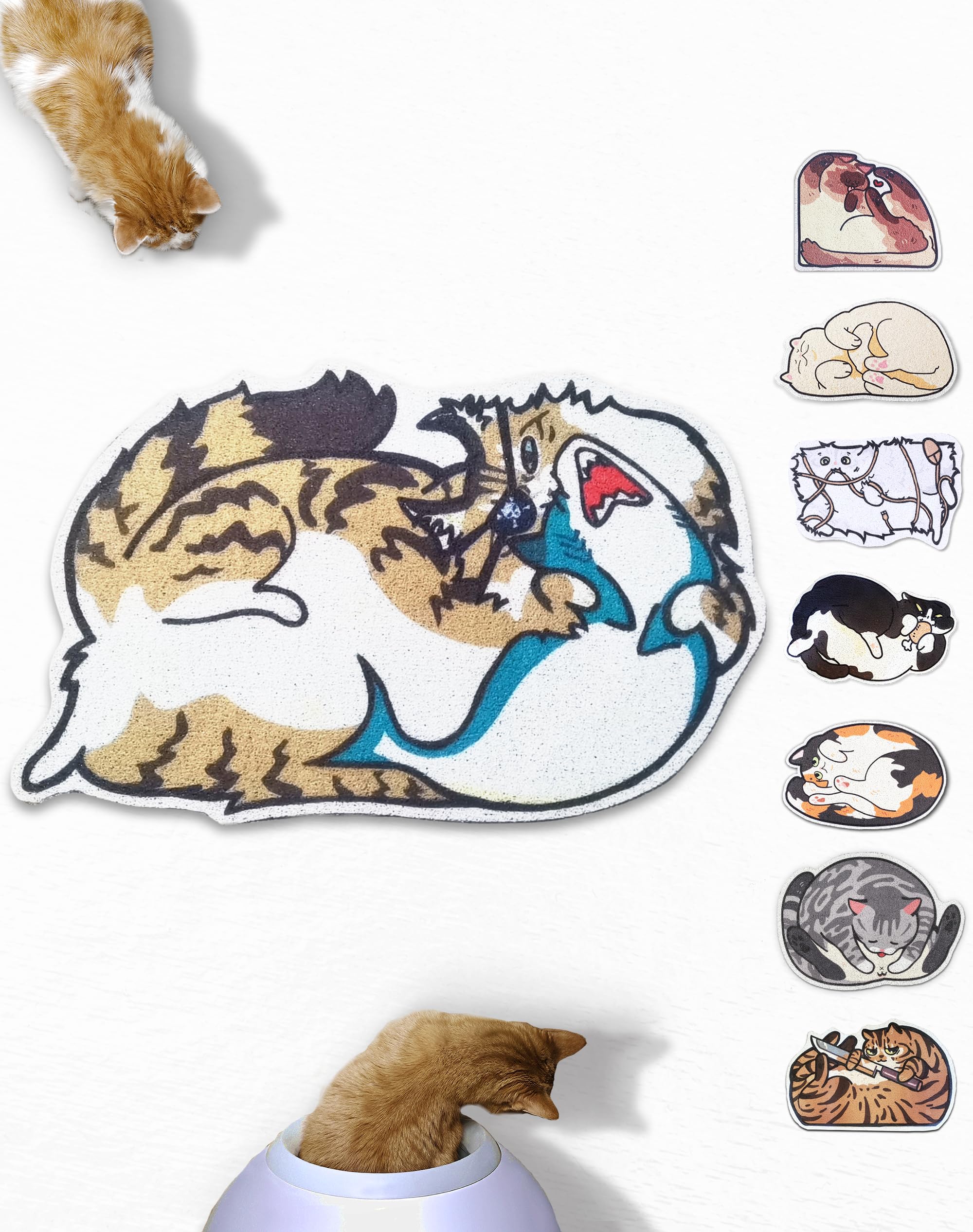 Lukamoo Cute Cat Litter Mat (30X20), Large/L, For Kitty Litter & Cute Cat Litter Box, Litter Trapping Mat (Mackerel Tabby)