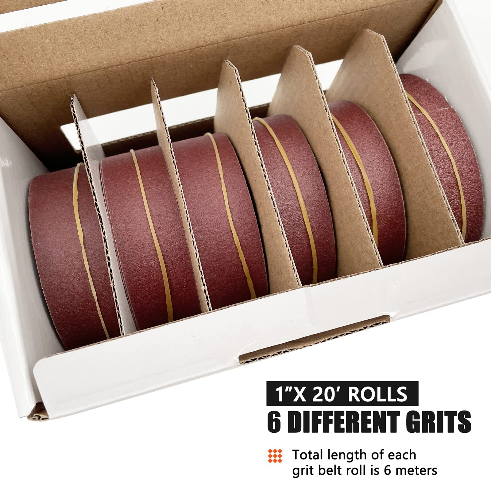 Qyqrqf Emery Cloth Roll, 6 Grits Abrasive Sandpaper Rolls Assorted Sand Paper With Dispenser For Woodworking Automotive Metal Po
