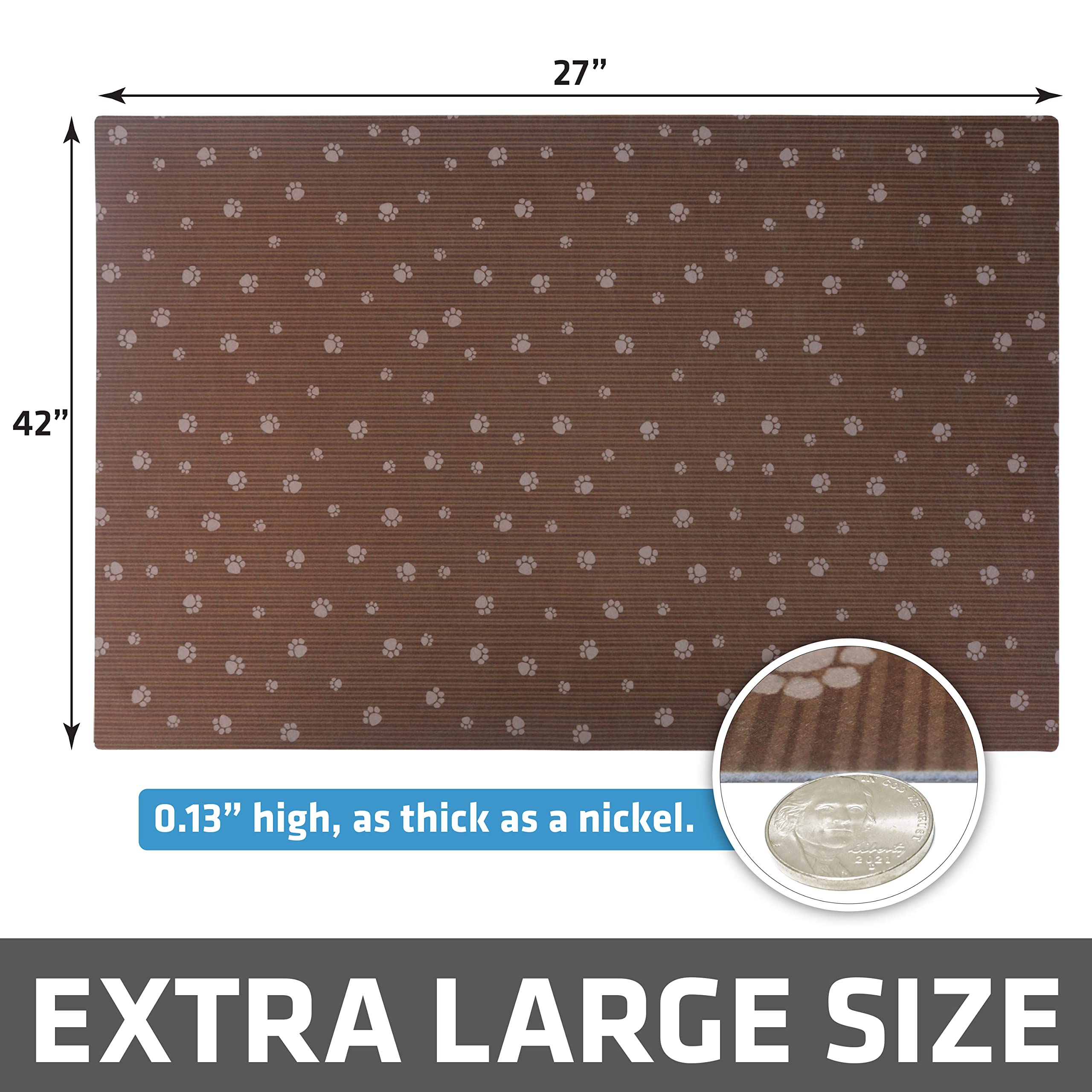 Drymate Dog Crate Mat Liner, Absorbs Urine, Waterproof, Non-Slip, Washable Puppy Pee Pad For Kennel Training - Use Under Pet Cage To Protect Floors, Thin Cut To Fit Design (Usa Made) (Brown)(27'X42')