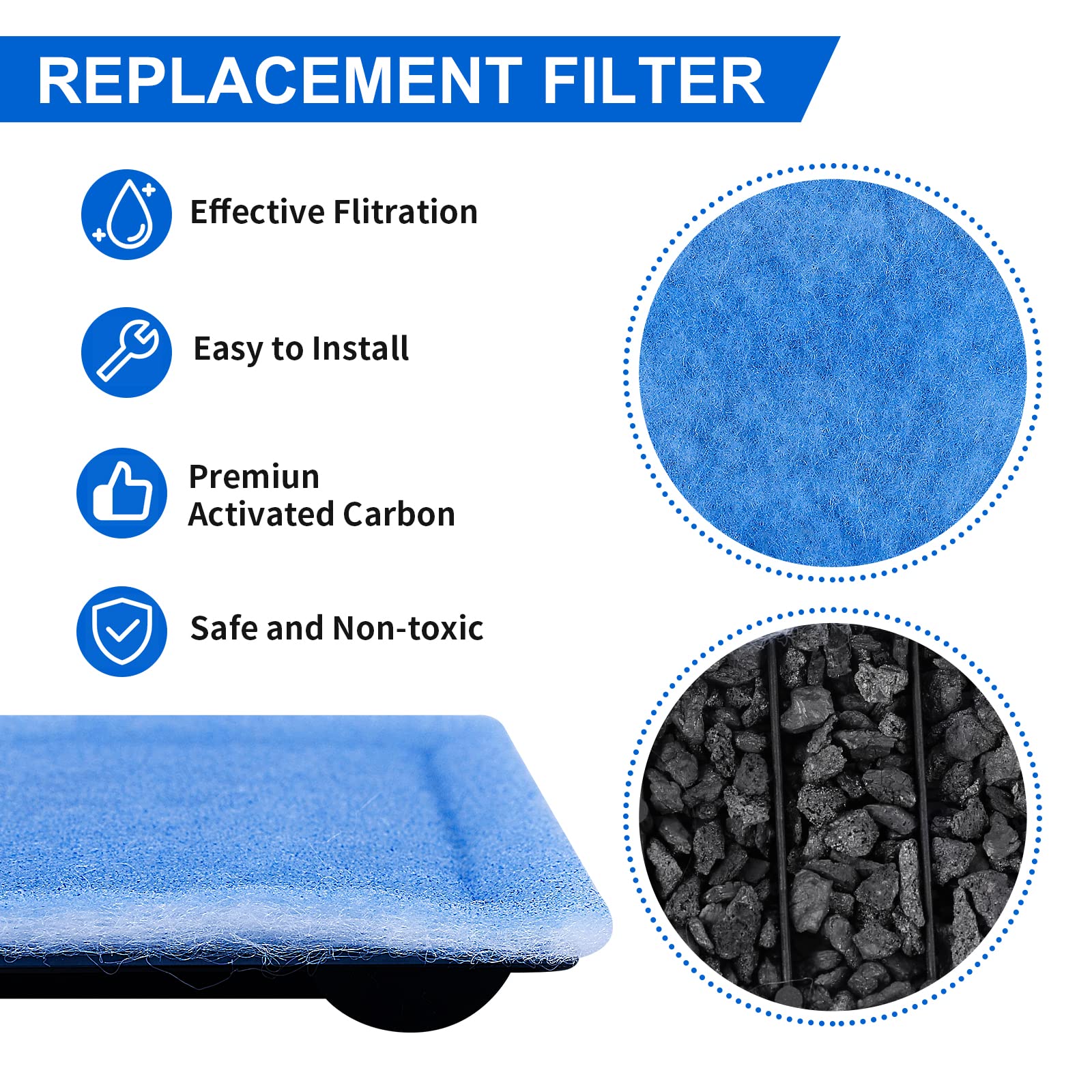 Myfatboss 8 Pack Aquarium Filter Cartridge,Compatible For 20 Gallon Fish Tank, 10-20 Gallon Fish Tank Power Filter Cartridge Rep