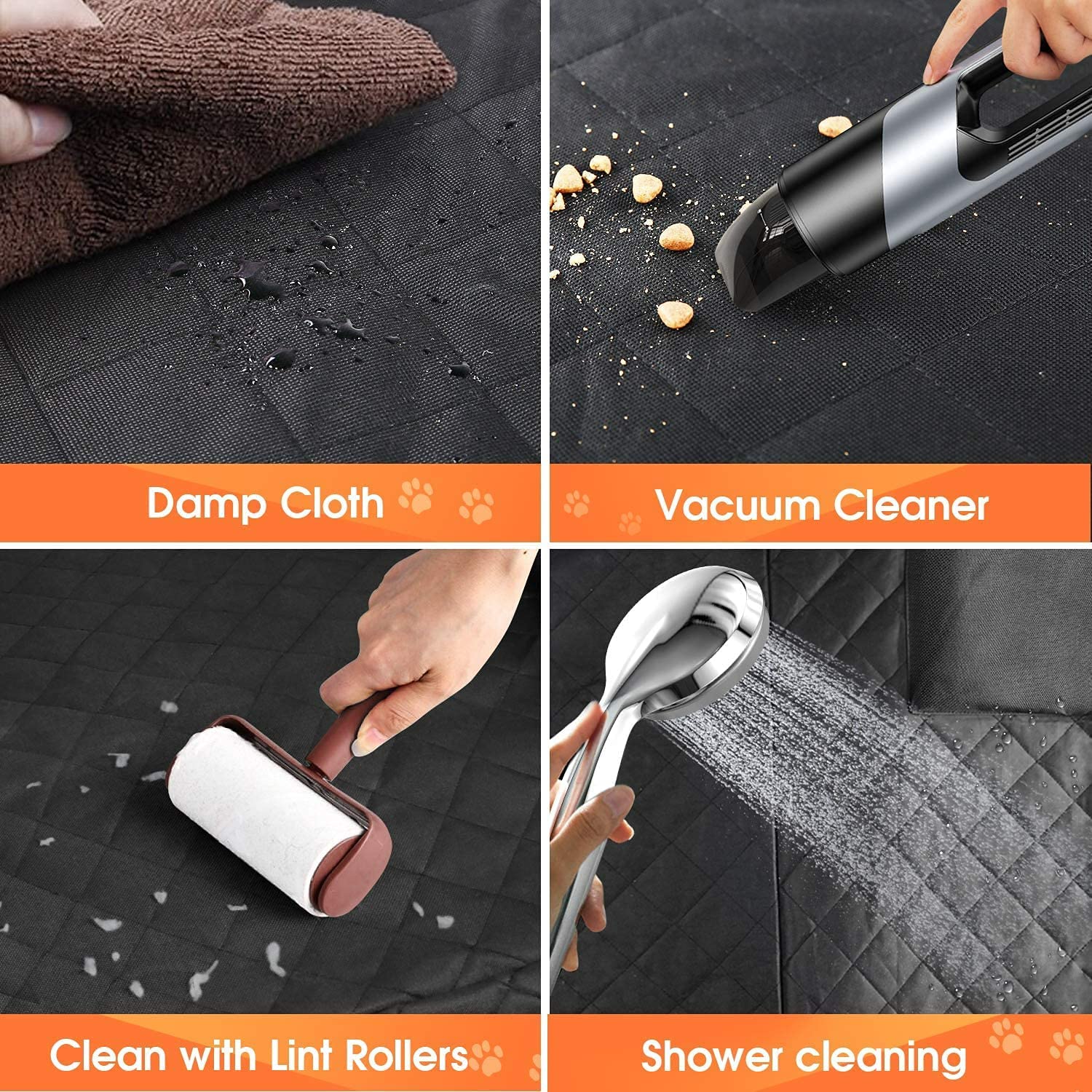 lufebut Dog Car Seat Cover - Waterproof Pet Hammock with 4 Bags Side Flap, Scratchproof and Nonslip Backseat Protection for Car,