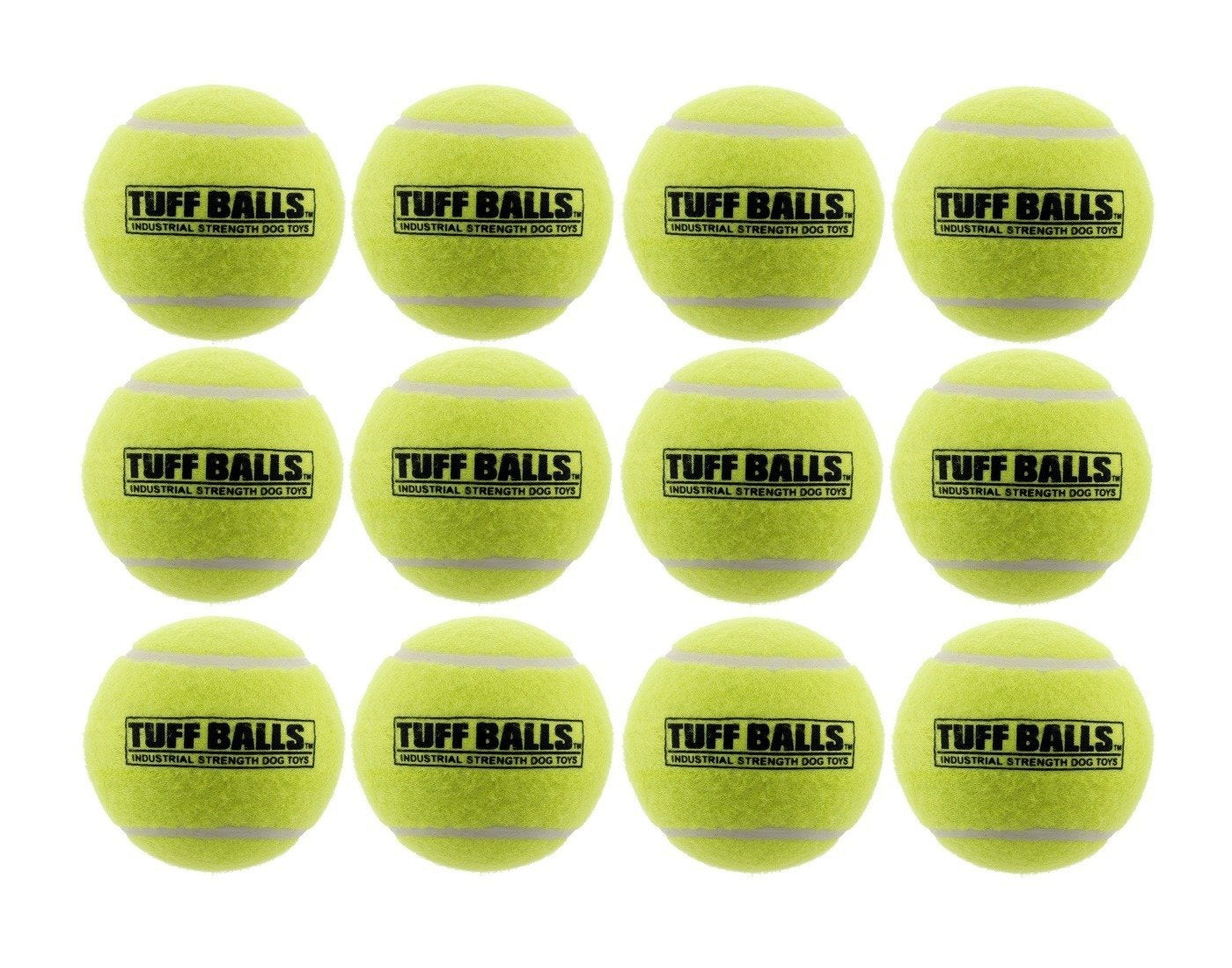Petsport Yellow Tennis Ball Dog Toys | 12 Pack Medium (2.5'') Pet Safe Non-Toxic Industrial Strength Felt & Rubber Tuff Balls | 