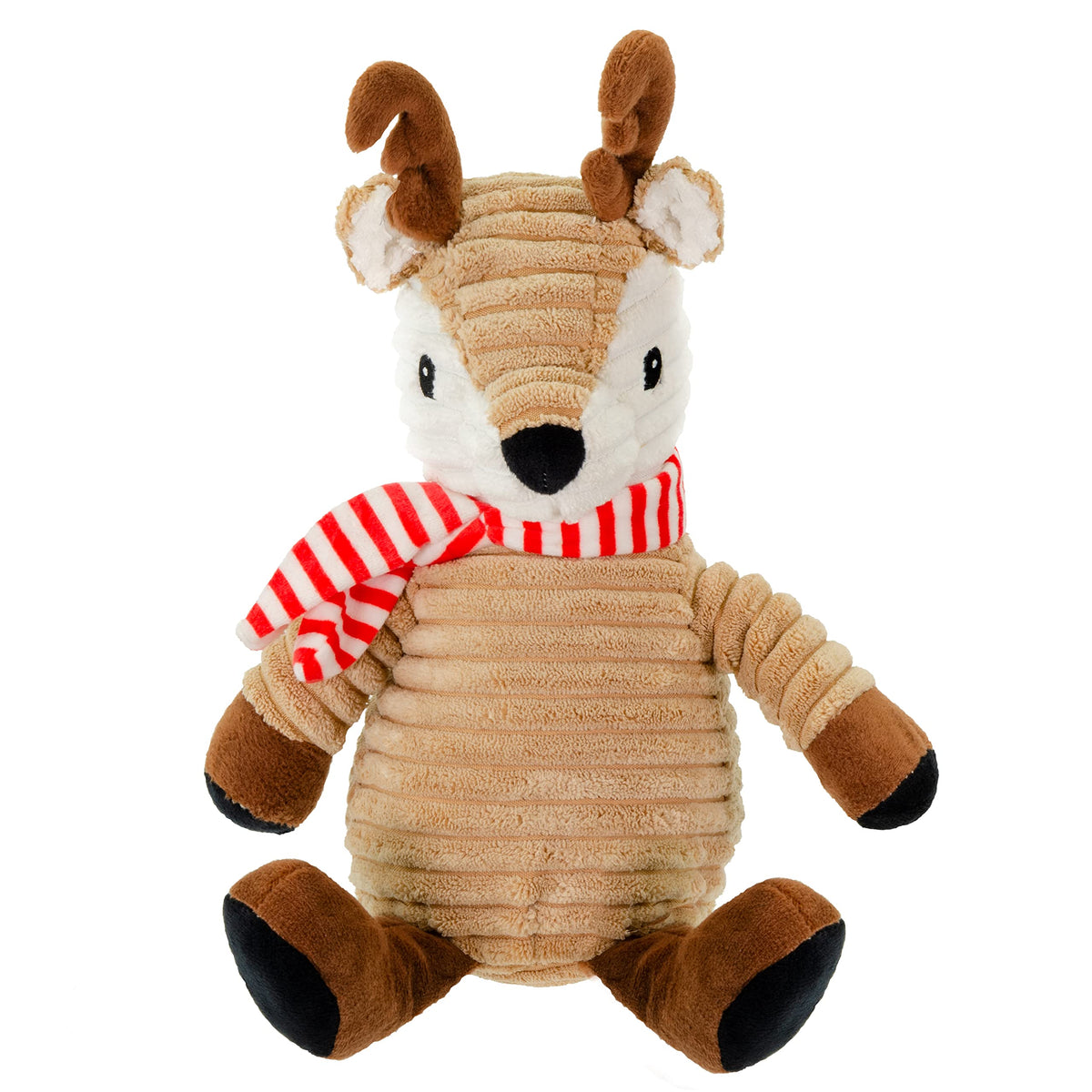 Giftable World Holiday Plush Pet Toy Fun For Christmas Designs With Squeaker Dog Chew Toy (9'' Reindeer W/Scarf)