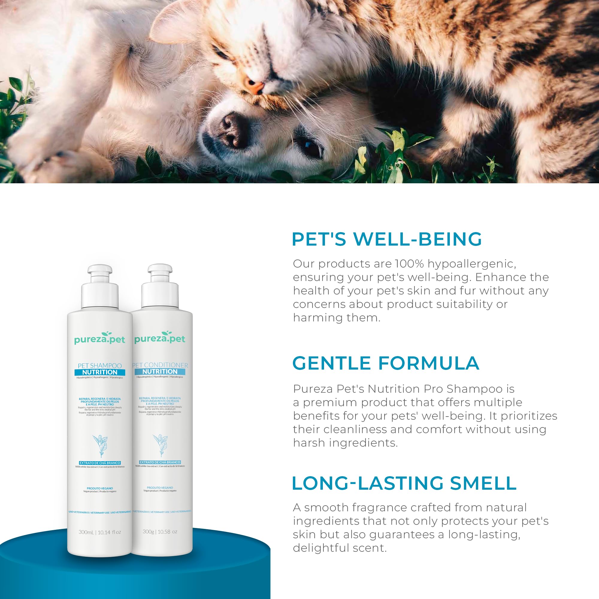 Nutrition Hypoallergenic Shampoo for Pets - Fur Cleanse, Nourishment & Hydration, All Ages Pet Grooming Products, Horse, Cat and