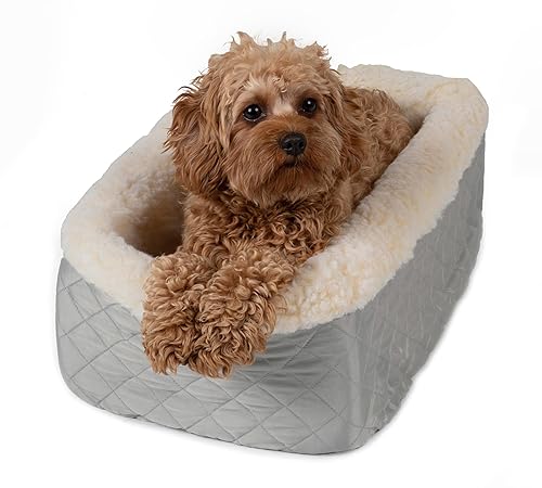 Snoozer Console Pet Car Seat Cream Fur, Large, Grey