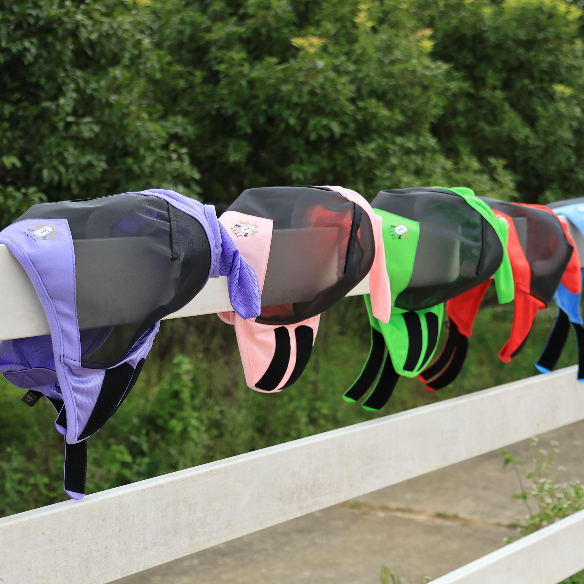 T TEKE Fine Mesh Horse Fly Mask w/Ears, UV Blocking 3D Eye Visor with Extra Fleece Cushioned Forehead, Protection from Insect Pe