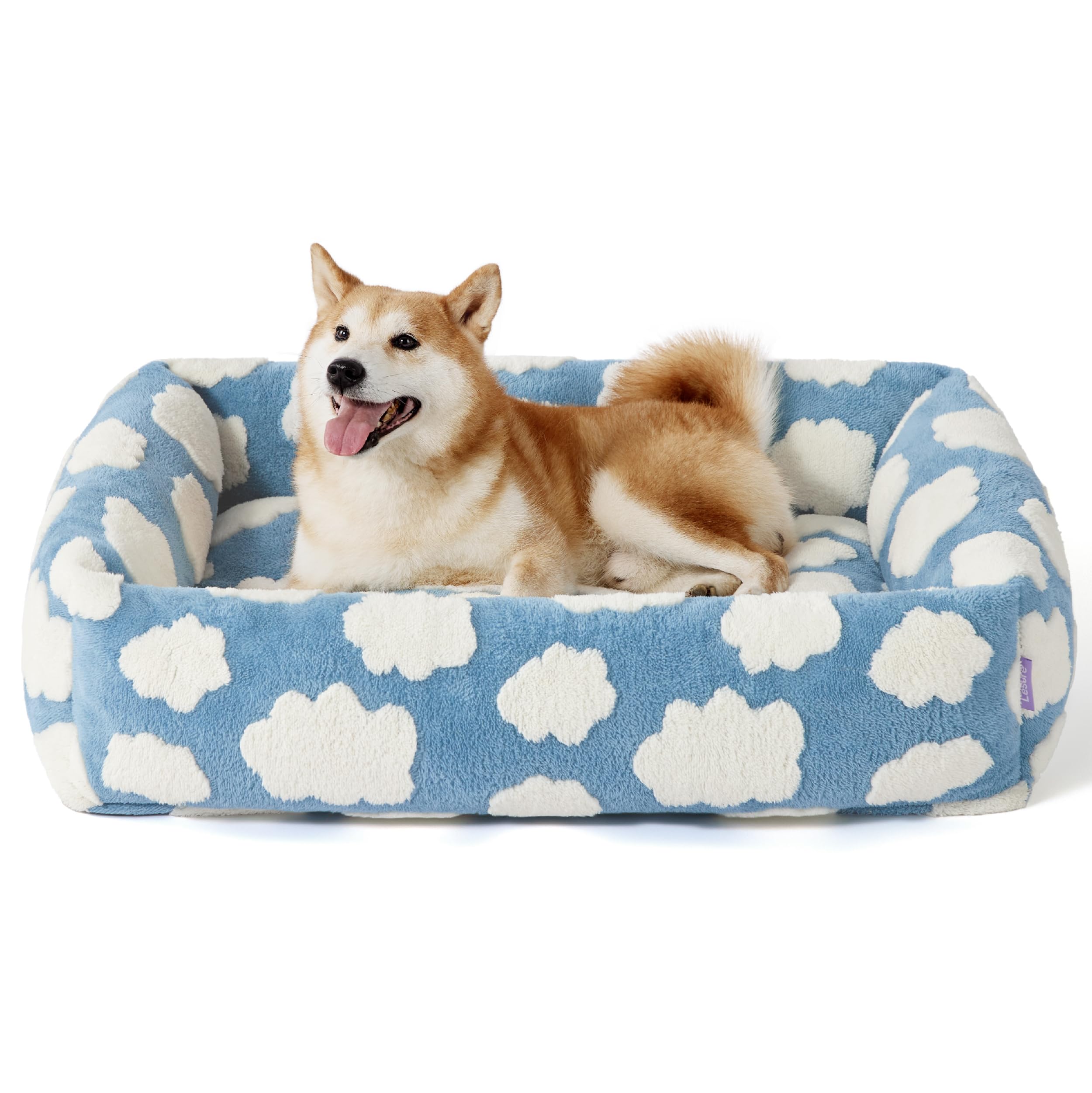 Lesure Cute Dog Bed For Large Dogs - Washable Pet Beds,Cozy Rectangle Orthopedic Sofa With Jacquard Shaggy Plush & Anti Slip Bot