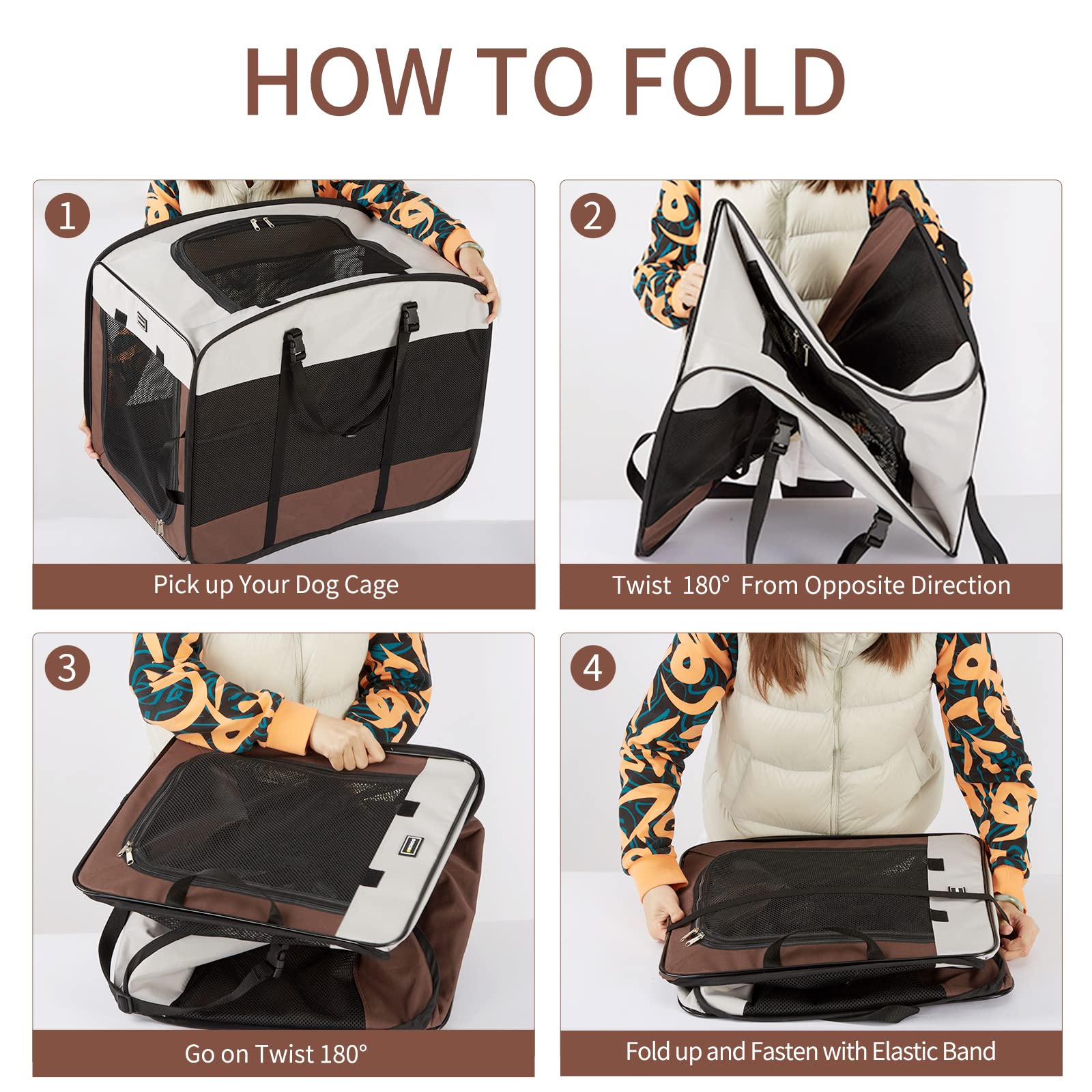 Donoro Dog Kennels And Crates For Medium Dogs, Portable Pop Up Indoor Pet Cage With Sturdy Wire Frame, Collapsible Travel Crate