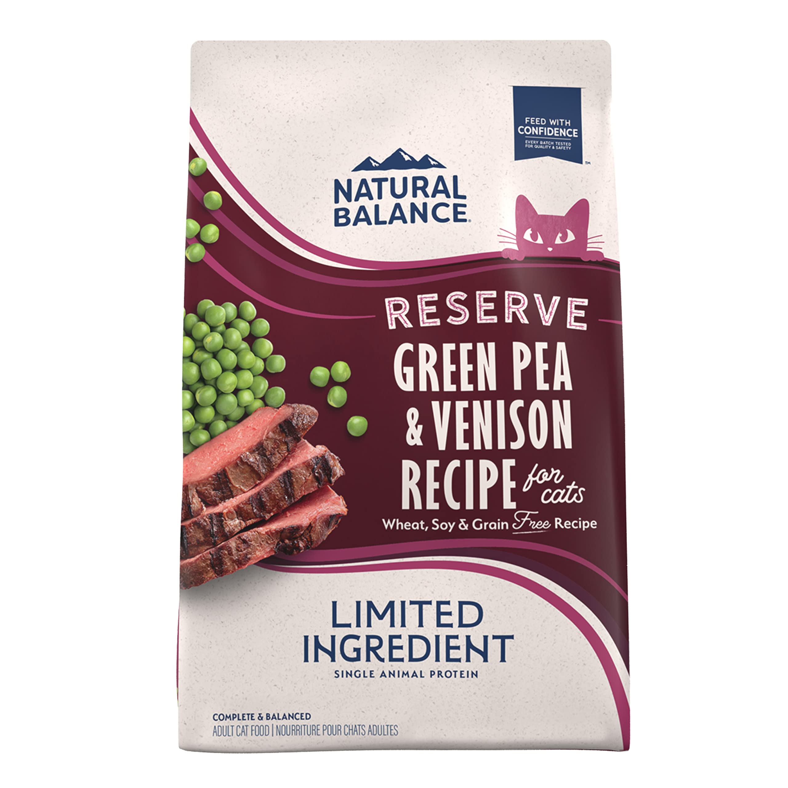 Natural Balance Limited Ingredient Adult Grain Free Dry Cat Food, Reserve Green Pea & Venison Recipe, 4 Pound (Pack of 1)