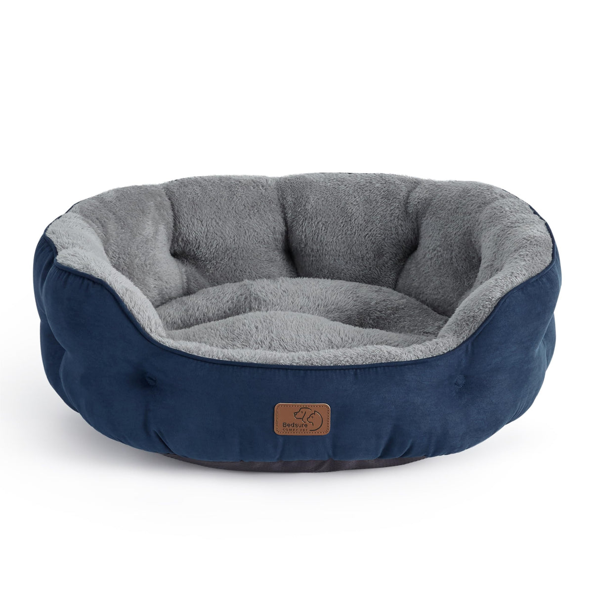 Bedsure Dog Beds For Small Dogs - Round Cat Beds For Indoor Cats, Washable Pet Bed For Puppy And Kitten With Slip-Resistant Bottom, 25 Inches, Navy