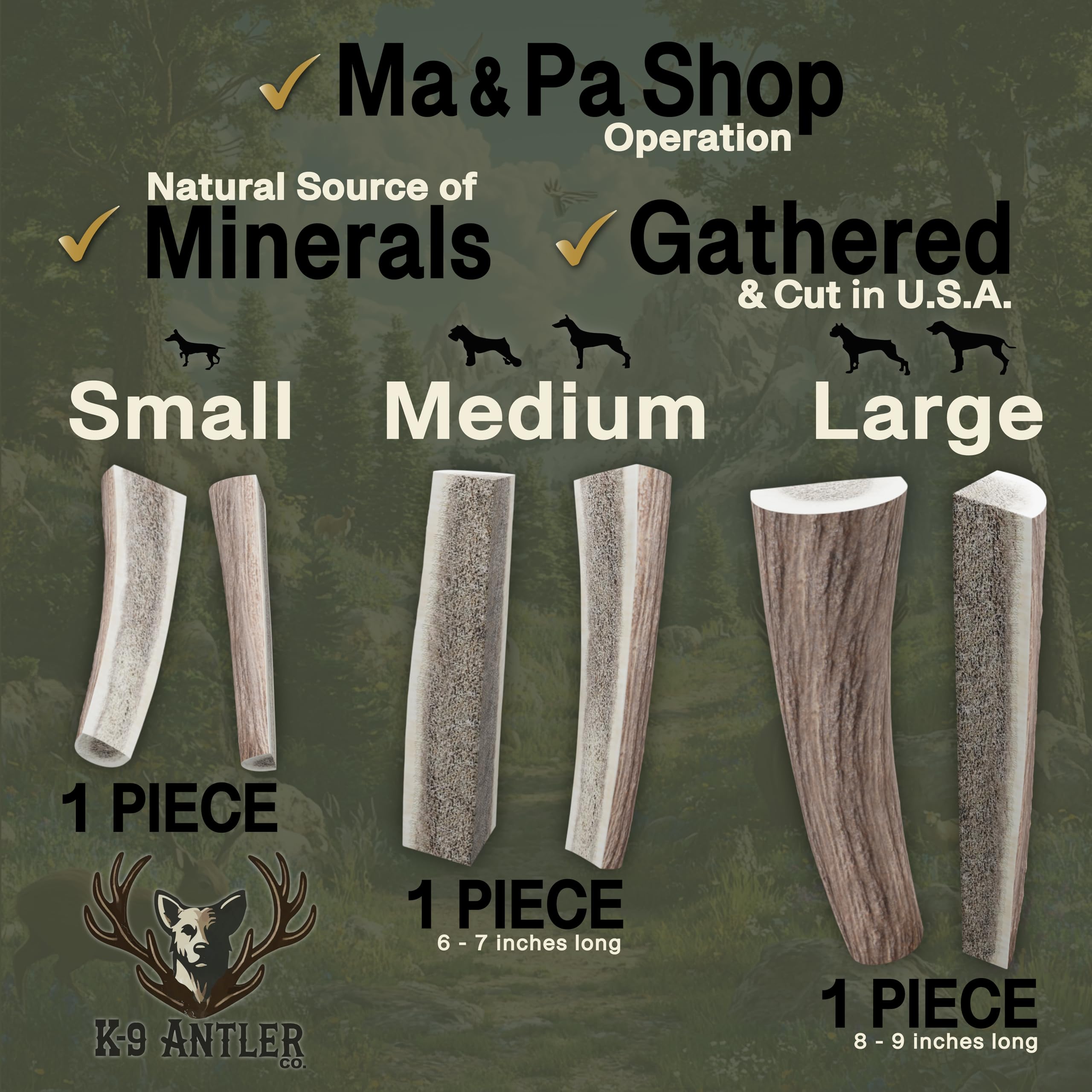 K-9 Antler Co. Elk Antlers For Dogs - Medium Split, Durable Chew, Usa Sourced, Naturally Shed & Ethically Harvested