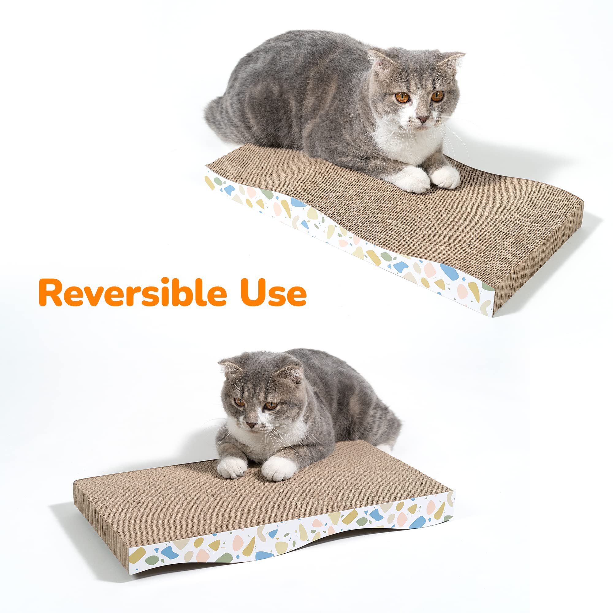 Conlun Cat Scratcher Cardboard Cat Scratch Pad With Premium Scratch Textures Design Durable Cat Scratching Pad Reversible Half Wave 16.5L X 8.6W X 1.6H
