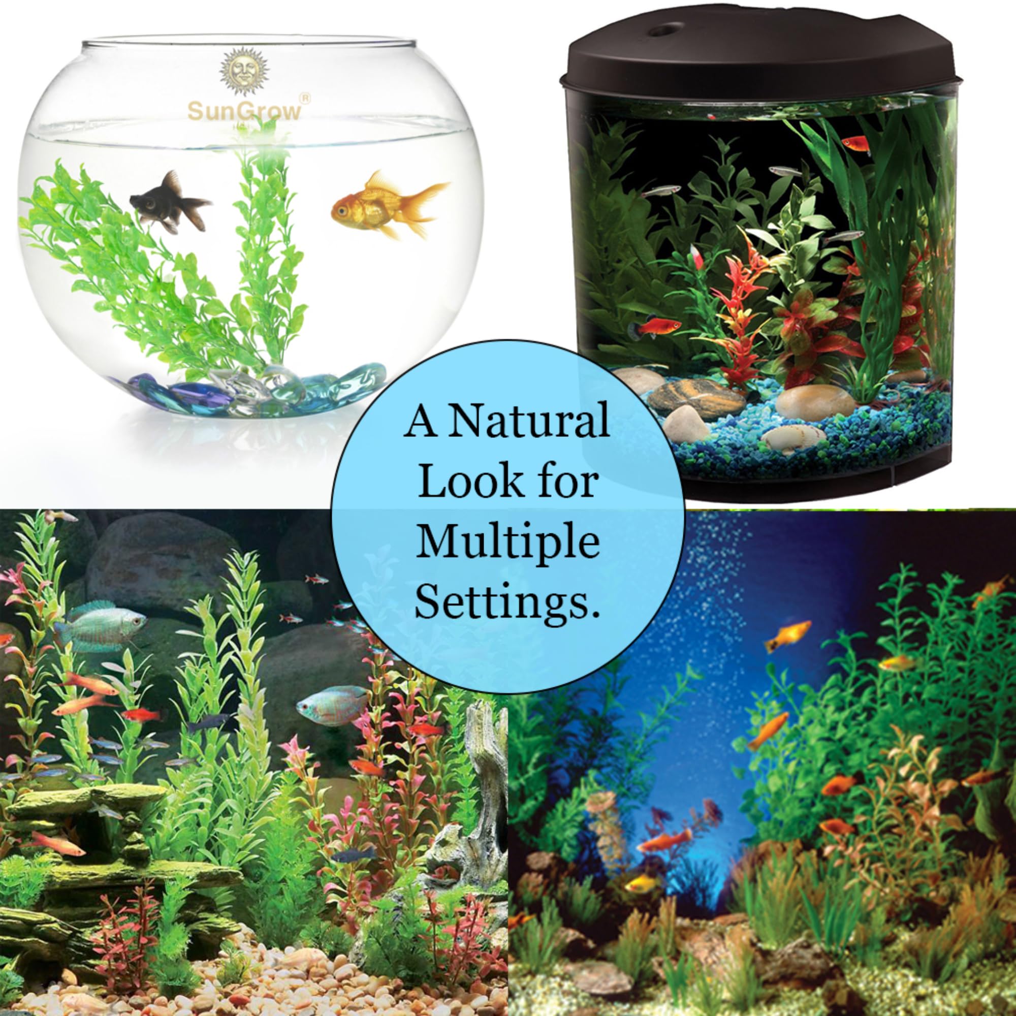 Sungrow Plastic Aquarium Plant Set, Resin Aquarium Decor, Tall Artificial Aquarium Fake Plants, Fish Tank Decorations For Tropic