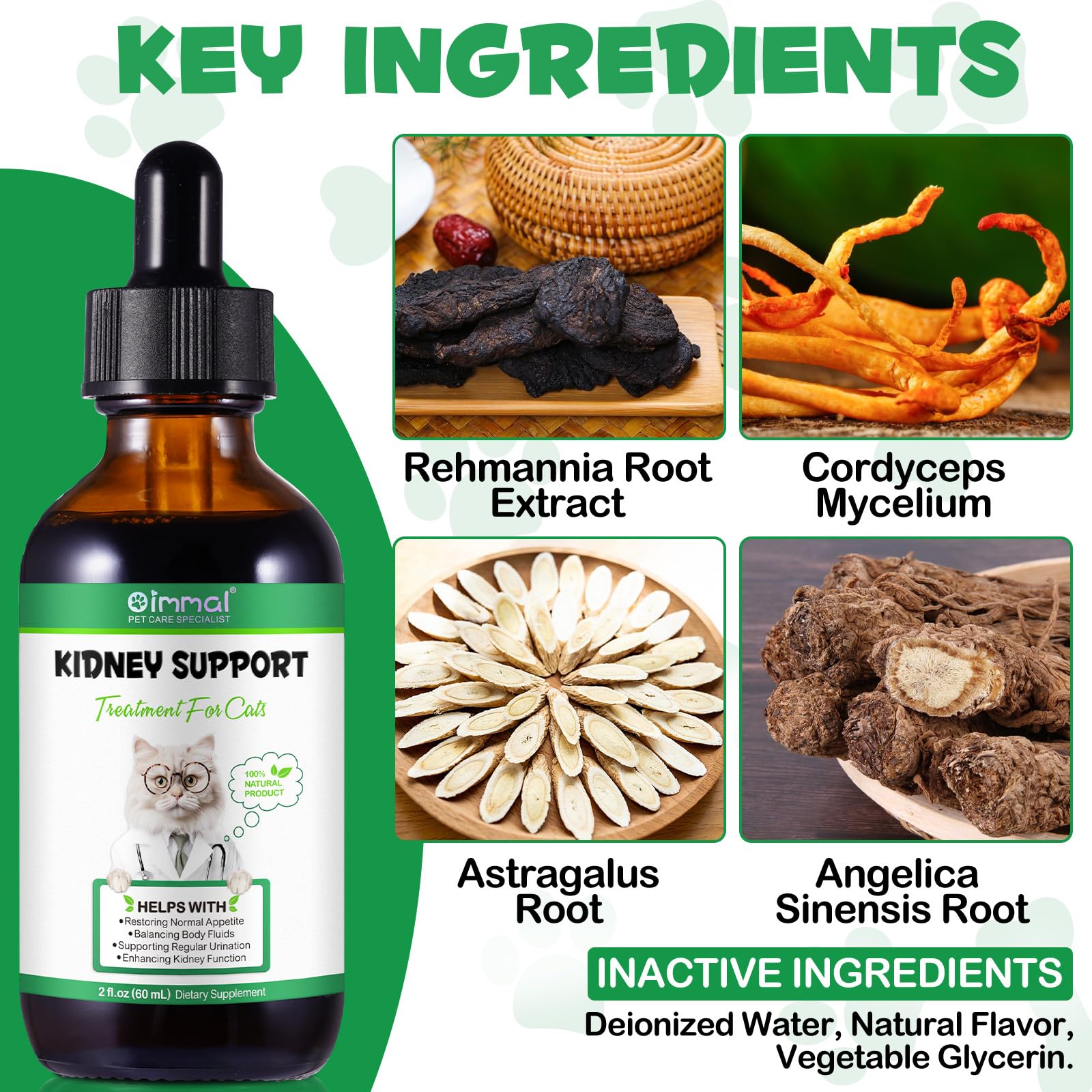 Kidney Support for Cats, Cat Kidney Treatment Support Cat Urinate Regularly, Strengthen Cat Kidney Function,Increase Cat Immunit