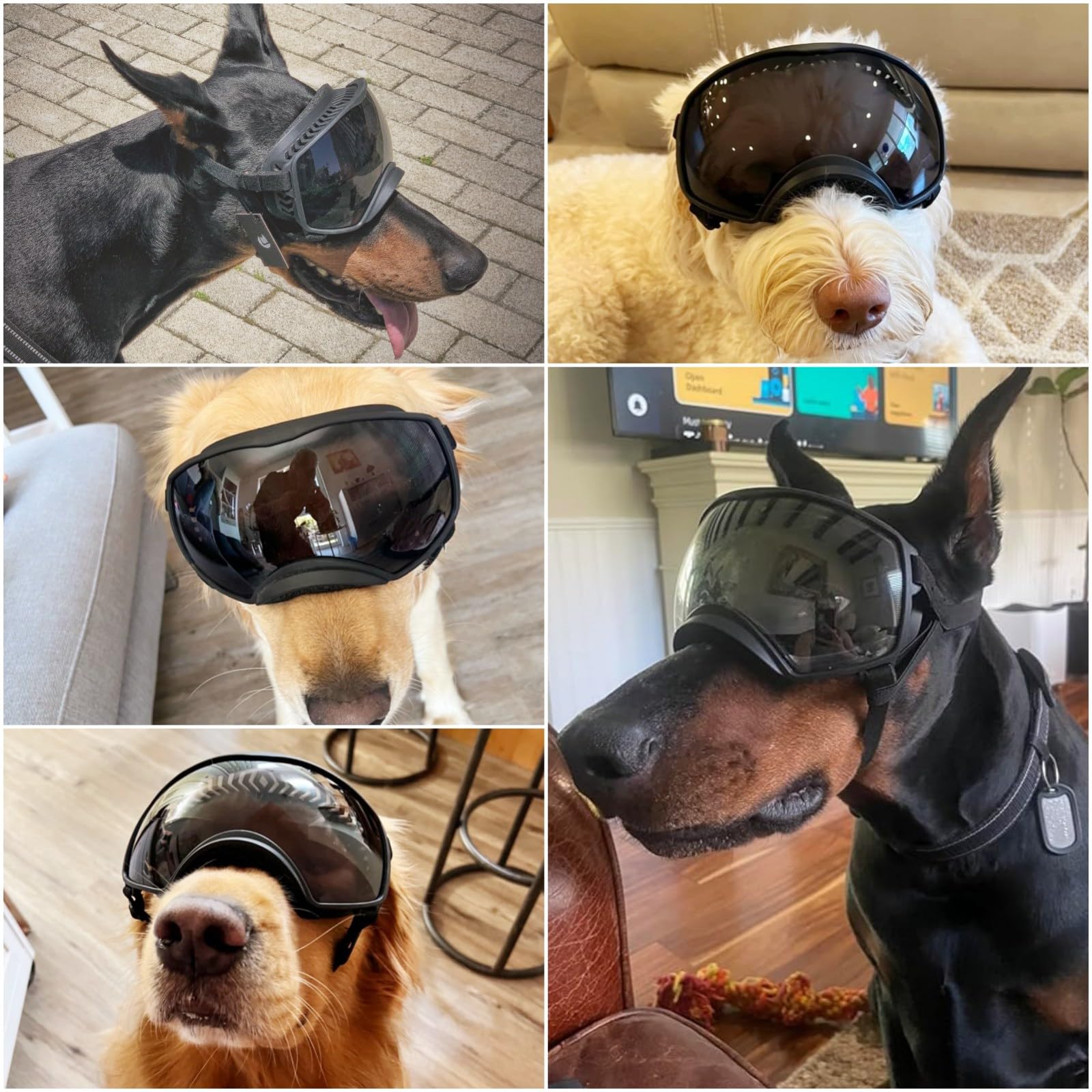 Namsan Dog Goggles Large Breed, Uv Protection, Driving Doggie Sunglasses For Medium To Large Dogs, Wide Glasses Full Eye Protect