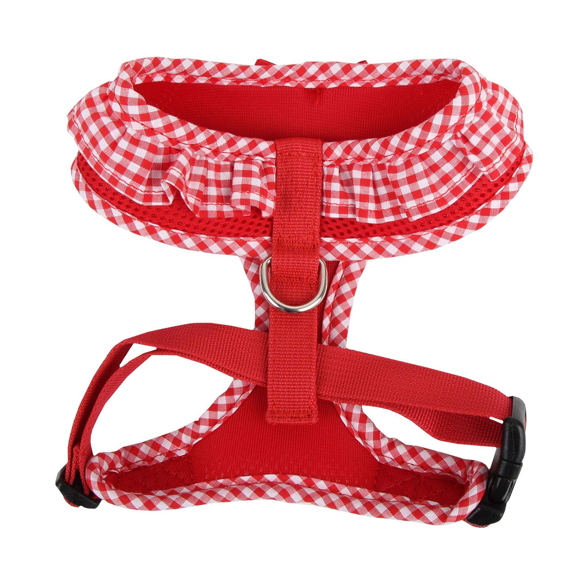 Puppia Vivien Dog Harness Over-The-Head All Season Cute No Pull No Choke Walking Training Adjustable For Small Dog, Red, X-Small