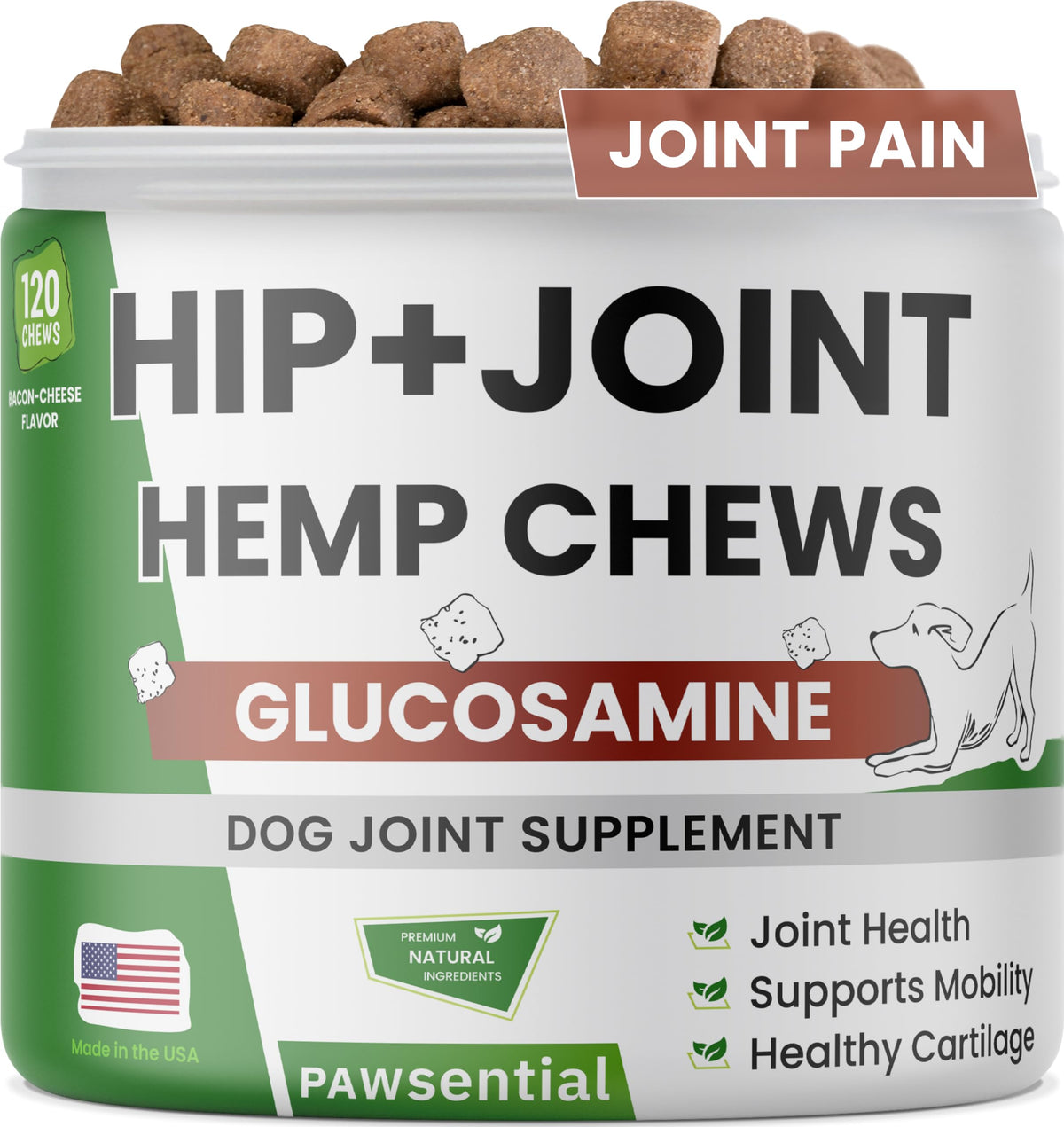 Advanced Hemp Chews For Dogs Hip Joint Pain Relief - Glucosamine Dogs Hip & Joint Supplement Large Breed - Hemp Treats Joint Hea