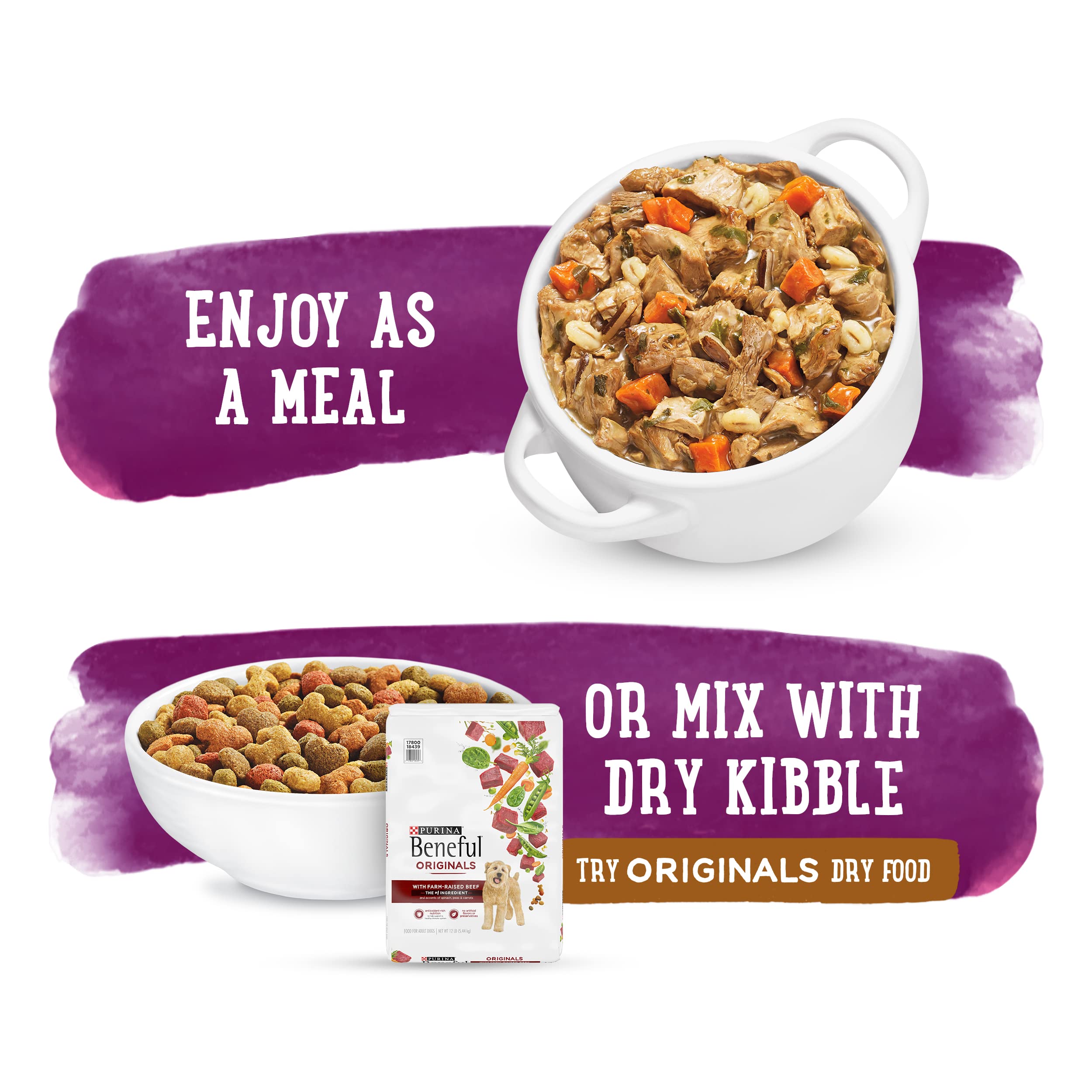 Purina Beneful Gravy Wet Dog Food, Prepared Meals Simmered Beef Entree - (8) 10 oz. Tubs
