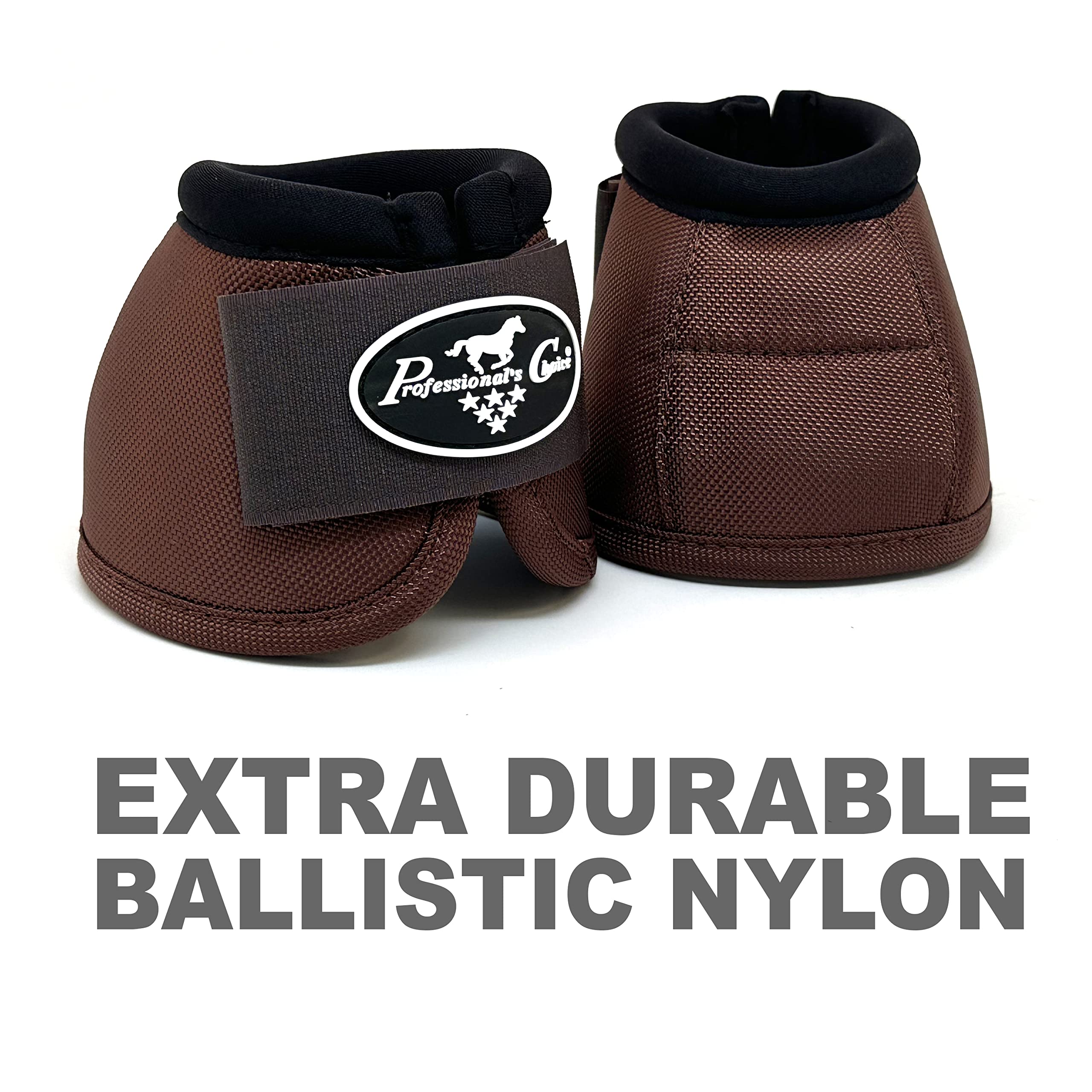 Professional'S Choice Ballistic Overreach Bell Boots For Horses | Superb Protection, Durability & Comfort | Quick Wrap Hook & Loop | Sold In Pairs | Small Chocolate Brown