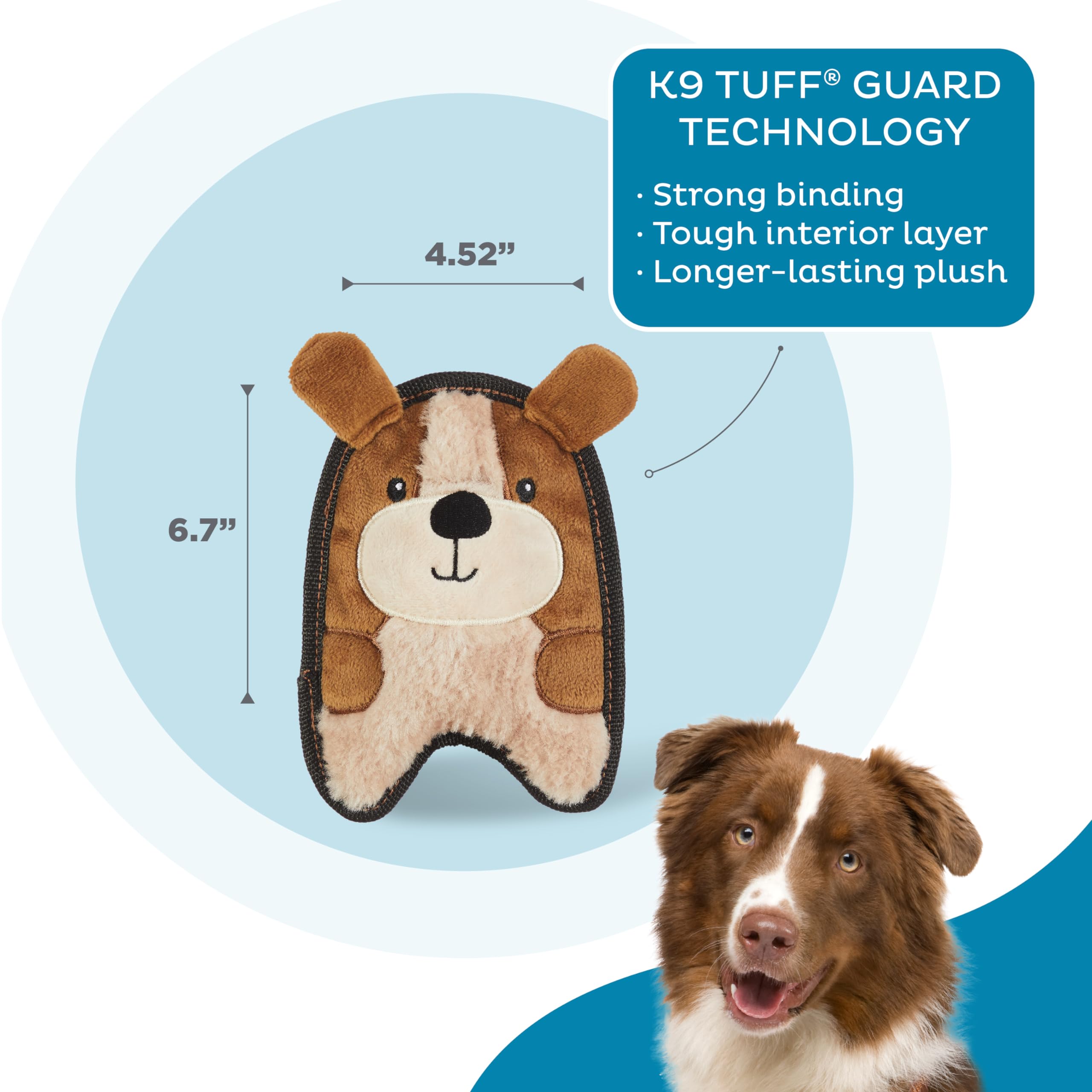 Outward Hound Durablez Tough Plush Squeaky Dog Toy, Puppy, Brown, Xs