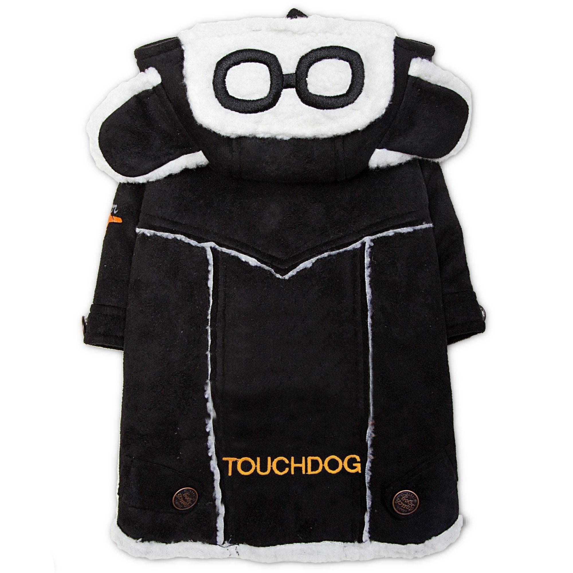 Touchdog Tuskegee Aerovintage Designer Dog Coat , Small, Black