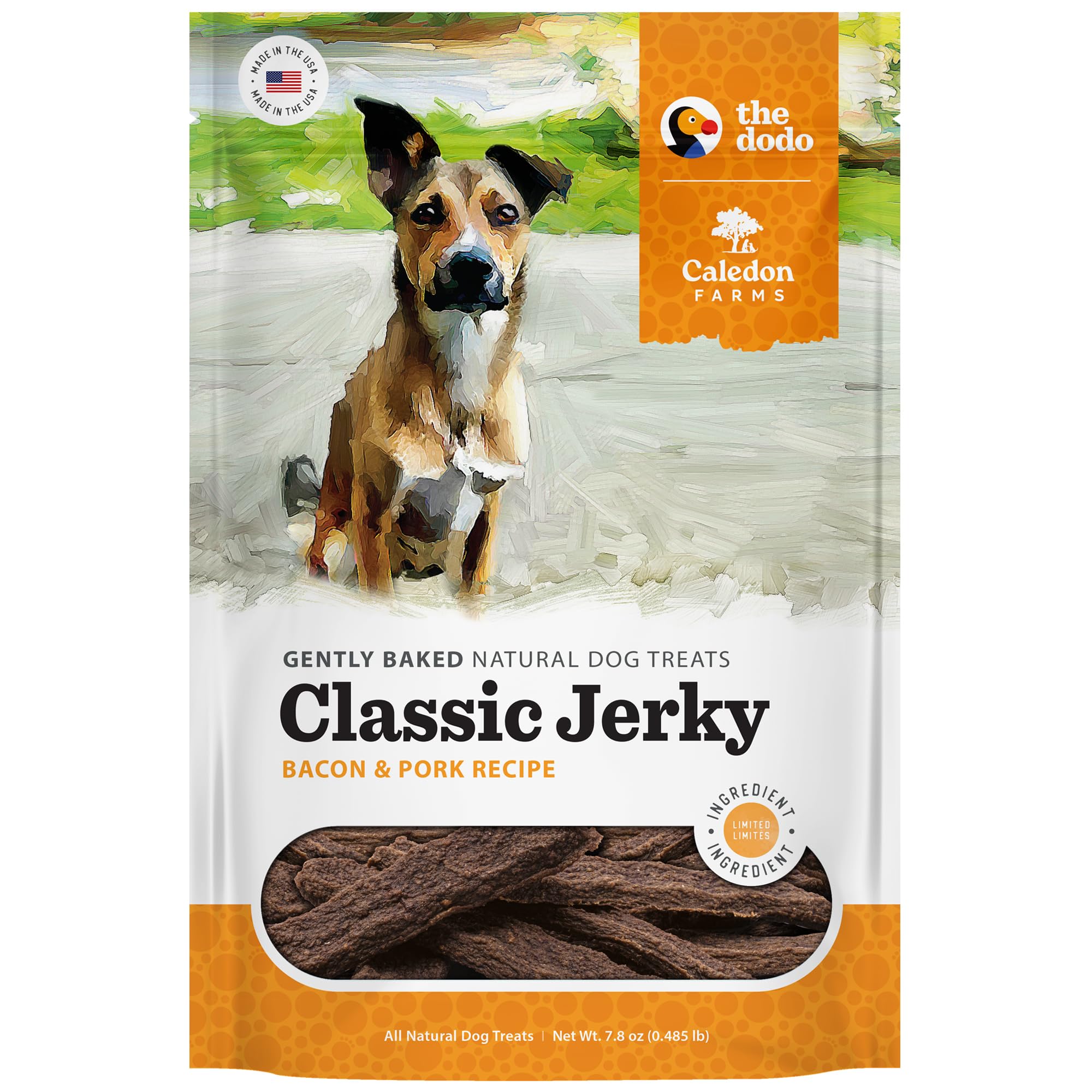 Caledon Farms The Dodo Classic Jerky - Bacon & Pork Recipe 7.8oz, Dog Treats, Jerky