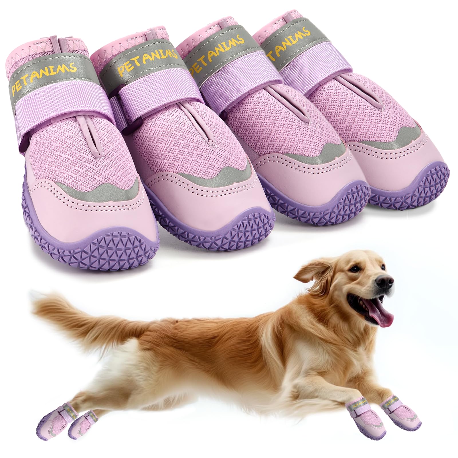 Petanims Dog Shoes For Small Dogs, Medium Dog Boots & Paw Protectors For Winter Snow, Breathable Dog Booties For Hot Pavement, H