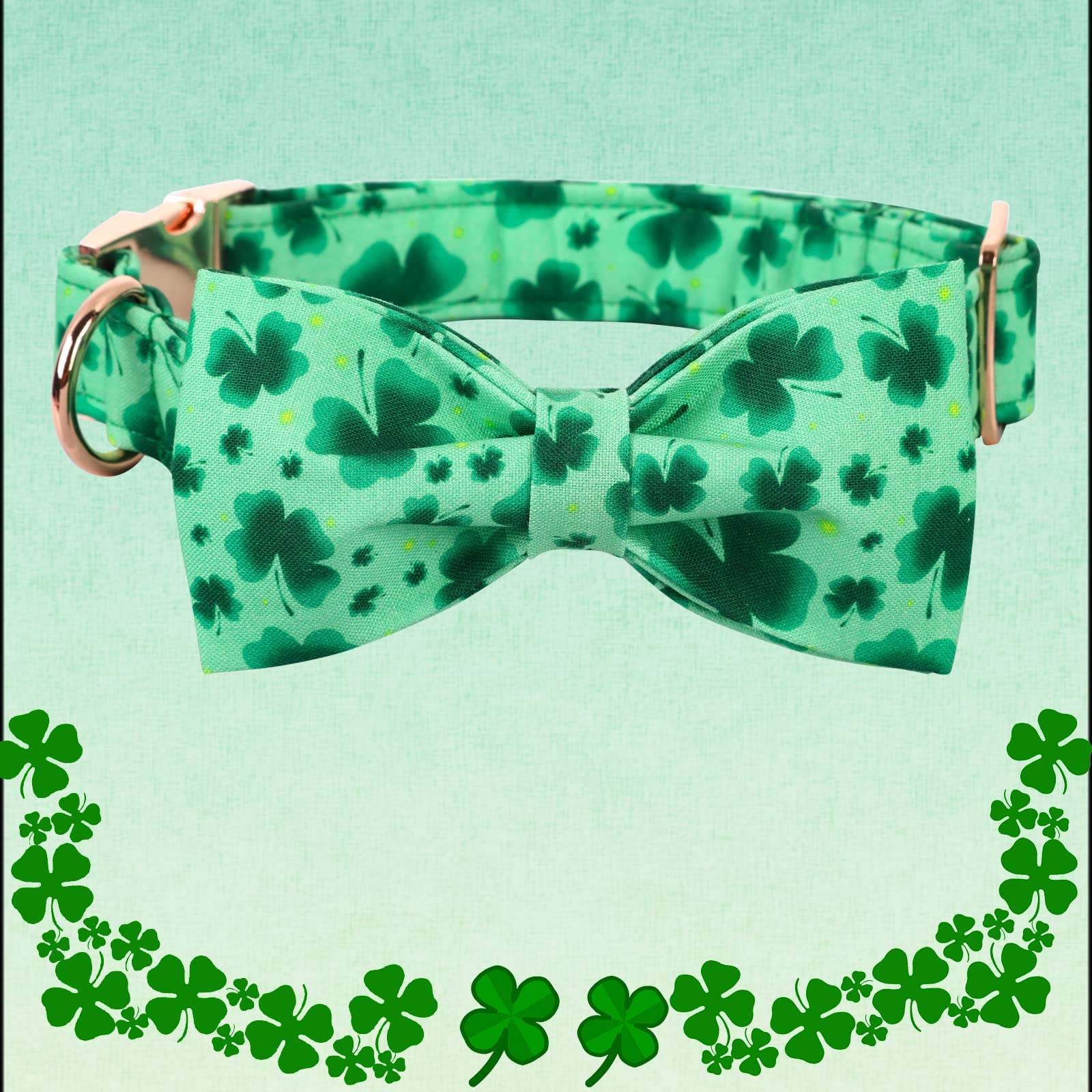 Lionheart Glory Clover Dog Collar, Adjustable Dog Collar With Bowtie, Pet Gift Collar For Dog Soft Bowtie Dog Collars For X-Smal