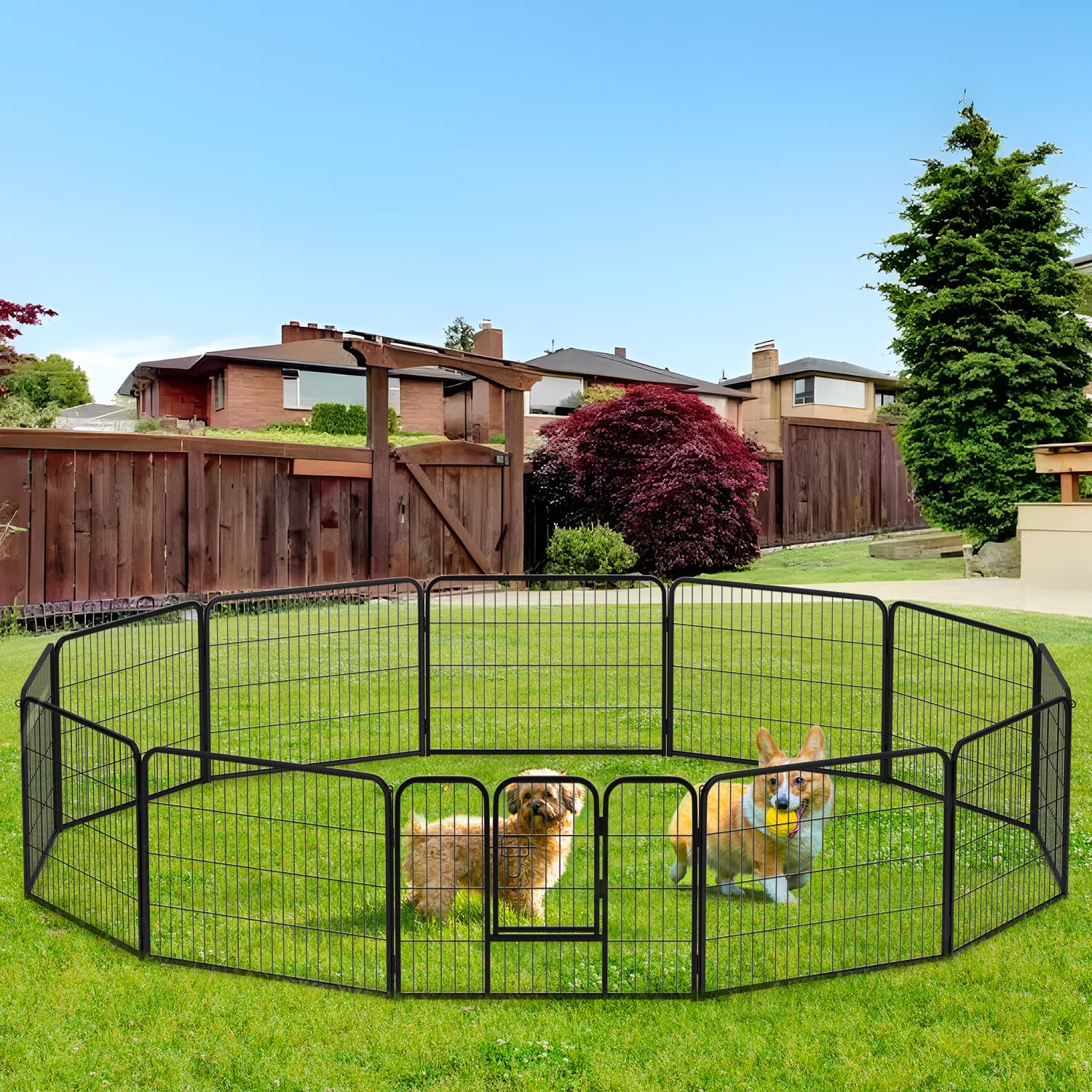 Bestpet Dog Playpen Indoor 24 Inch Height 12 Panels Dog Pen For Small And Medium Dogs, Exercise Pen Pet Dog Fence With Doors Pet